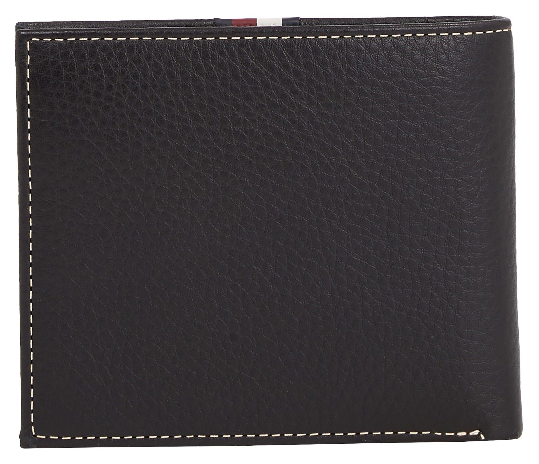 Tommy Hilfiger FLAP Streifendetail LEATHER Geldbörse CORP COIN, charakteristischem TH AND mit