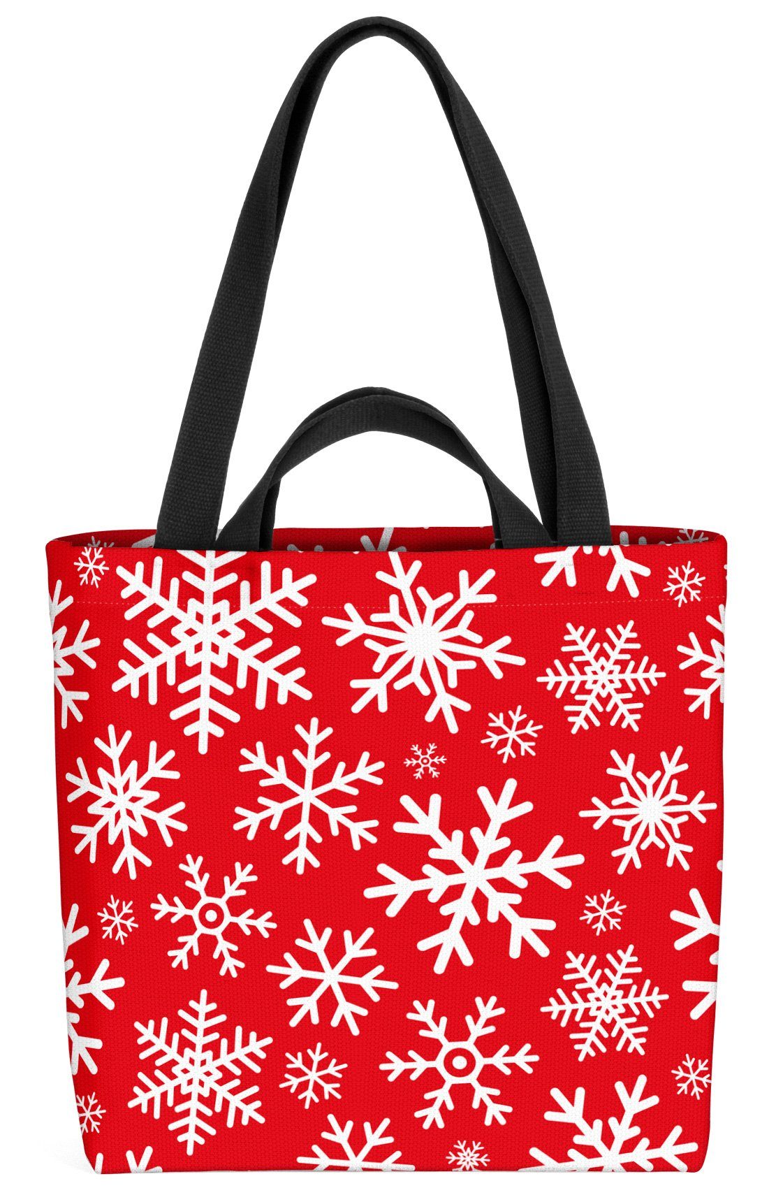 VOID Henkeltasche (1-tlg), Geschenkpapier Must Rot Weiss Schneeflocken Winter Weihnachten Geschenke