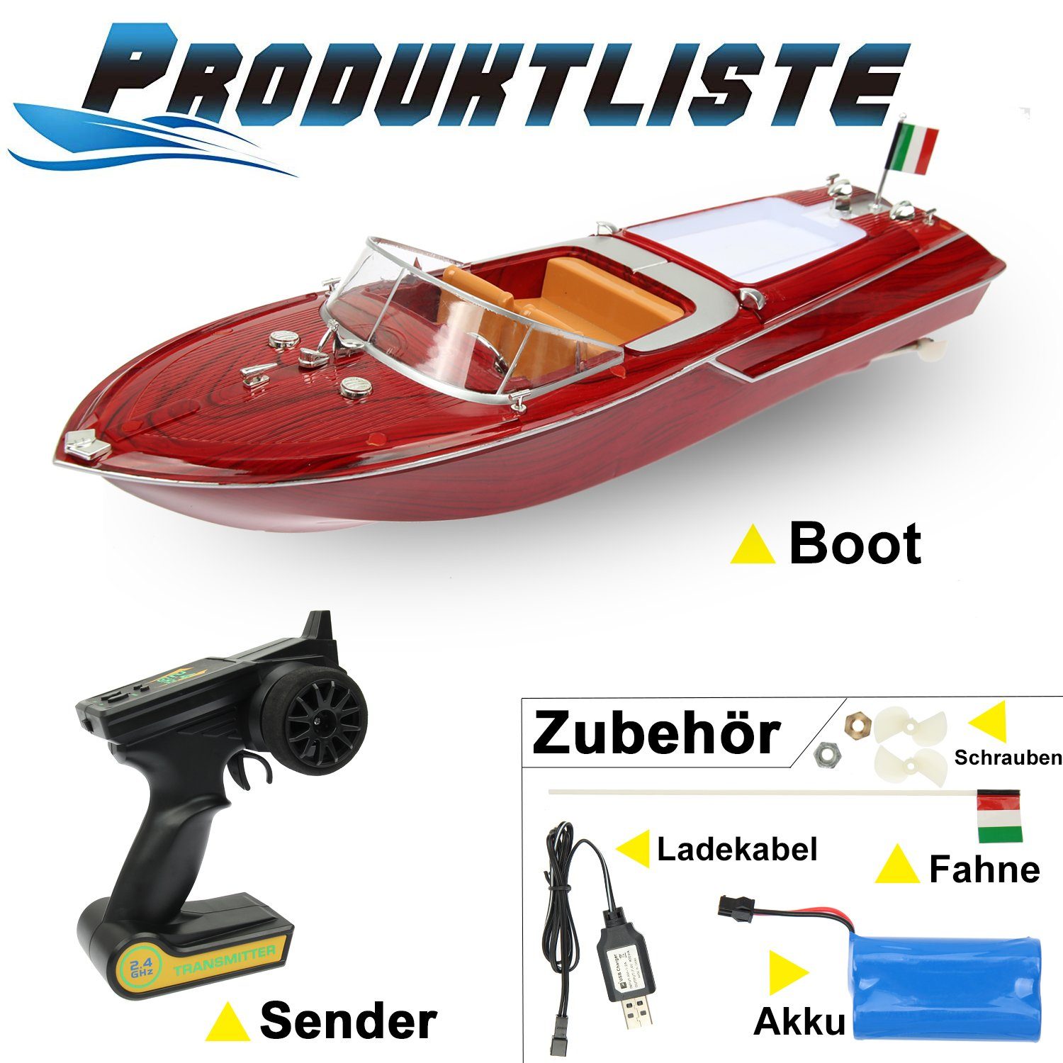 FunTomia RC-Boot RC Elektro e Motorboot in toller Holzoptik ...
