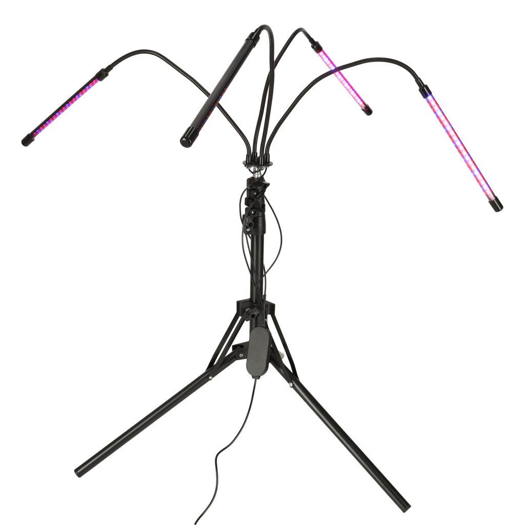 Ikonka Panel Pflanzenlampe Wachstumsleuchte Stativleuchte, Timer, dimmbar, Fernbedienung, LED, blau, rot, violett, 4 Leuchtarme, 80 LEDs, Timer, 10 Dimmstufen