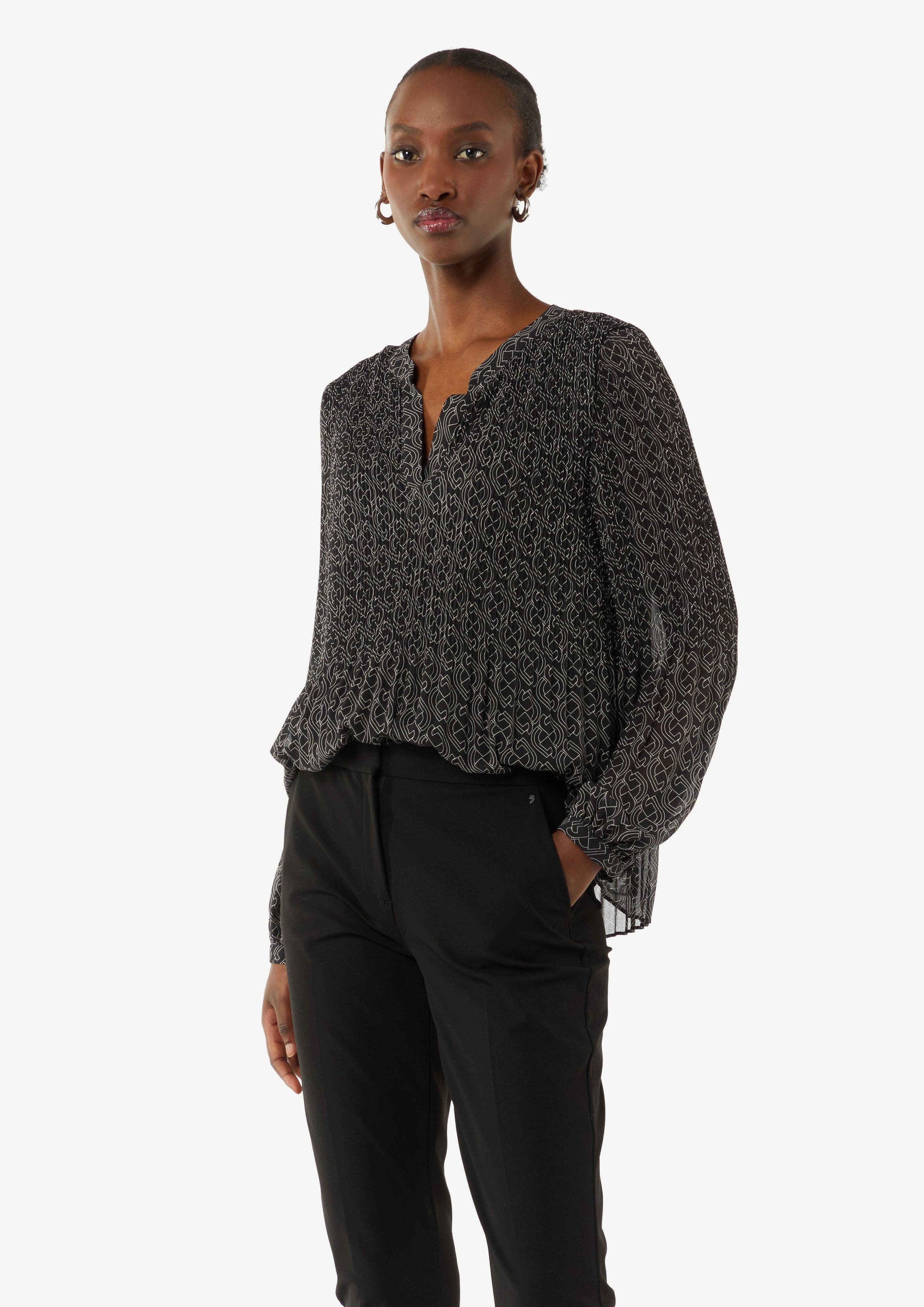 Comma Langarmbluse Plissierte Bluse aus Chiffon günstig online kaufen