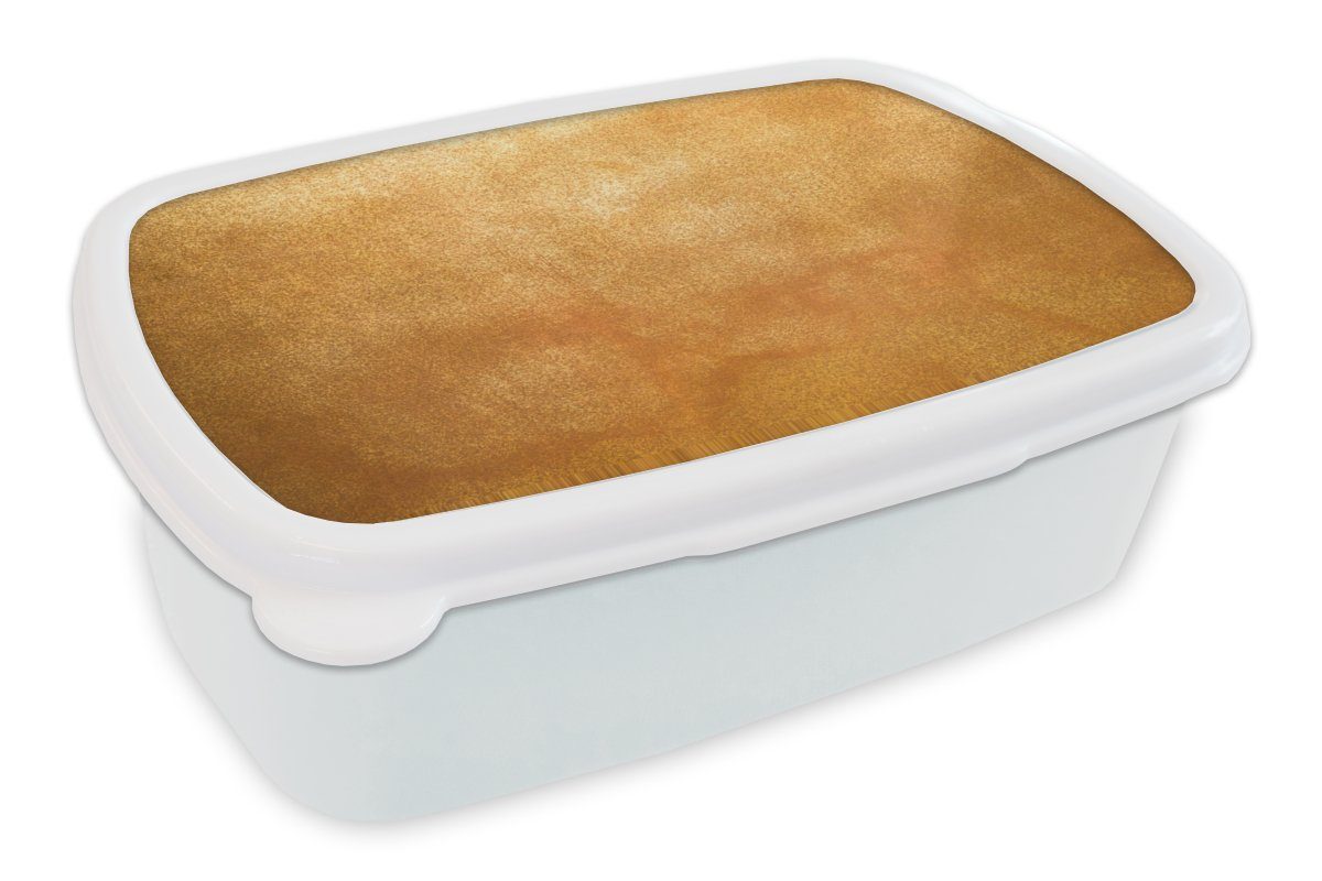 MuchoWow Lunchbox Eisen - Rost - Gold - Metall - Luxus, Kunststoff, (2-tlg), Brotbox für Kinder und Erwachsene, Brotdose, für Jungs und Mädchen weiß