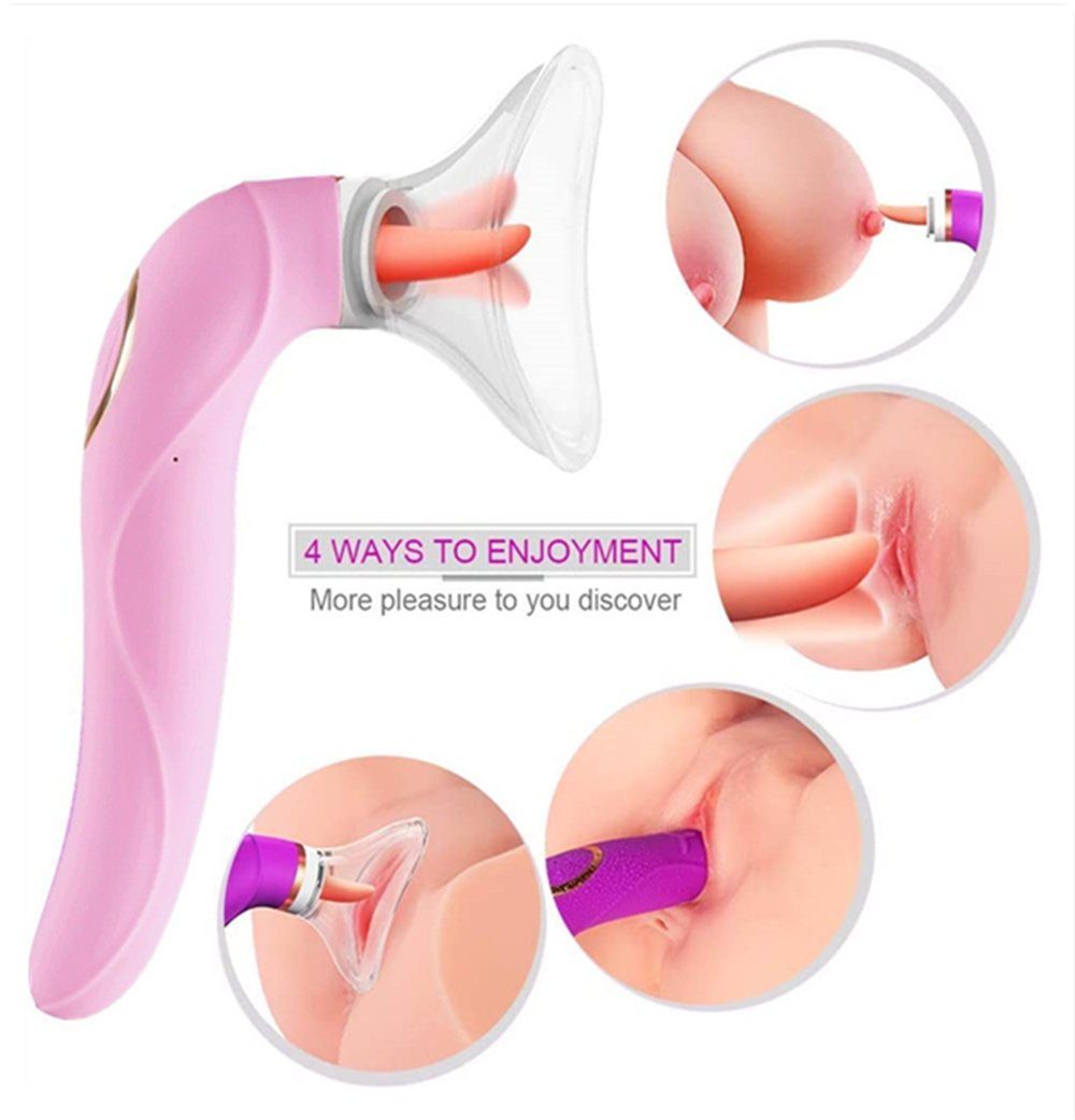 autolock Klitoris-Stimulator Klitoris Sauger Lecken Vibratoren,Zungen Sexspielzeug, Mit 8 Saugenmodi 10 Vibrationsmodi 5 Erotik Vibrator rosa | Druckwellen-Vibratoren