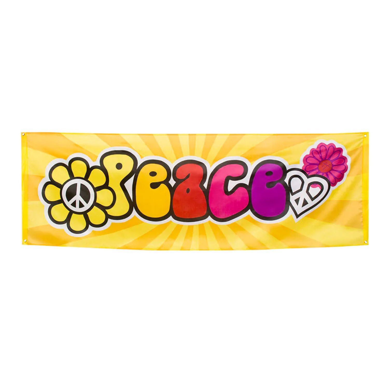 Boland Hippie-Kostüm Polyester Banner Peace Hippie Deko 74x220 cm für Party Festival Events, Ein Blickfang bei Demonstrationen, Friedensaktionen oder Party
