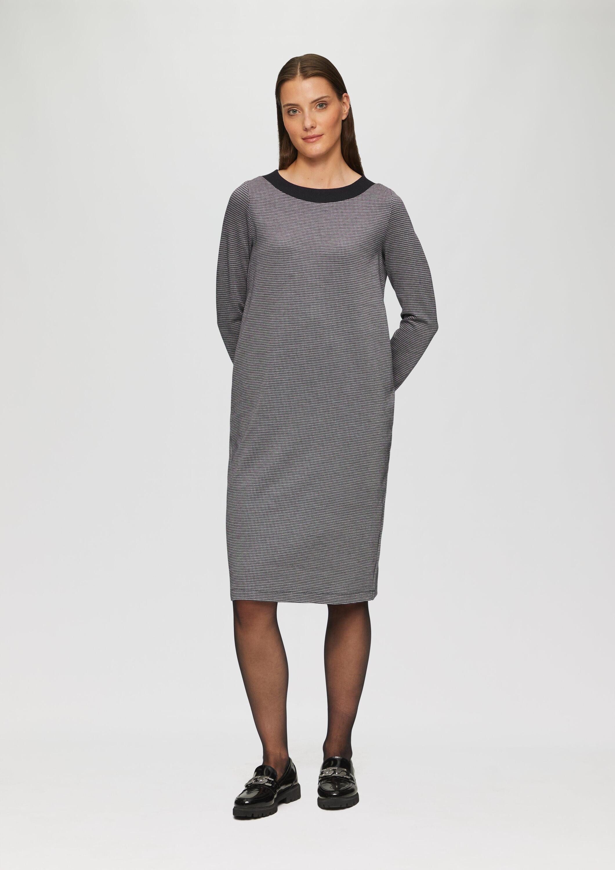 s.Oliver Minikleid Kleid Kleid mit Hahnentrittmuster und seitlichen Eingrifftaschen