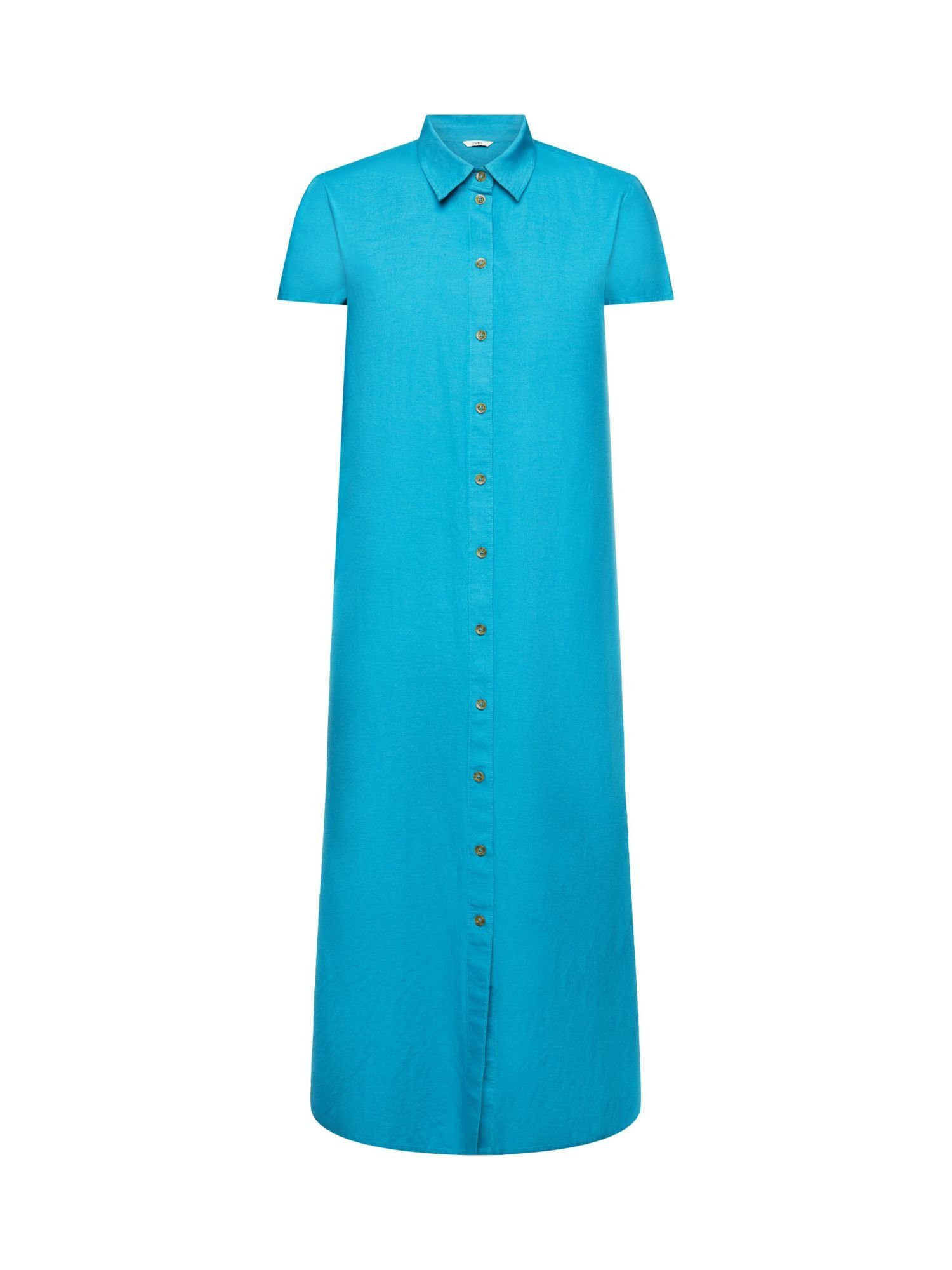 Esprit Strandkleid Blusenkleid mit BLUE TEAL Leinen