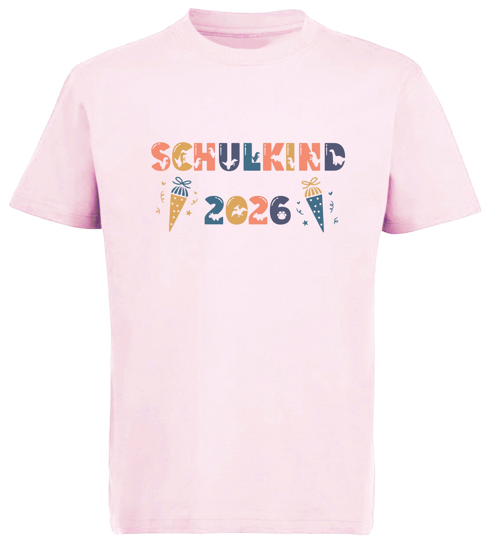 MyDesign24 T-Shirt Kinder Einschulungs T-Shirt Schulkind 2026 rosa kurzarm Regular Fit print Shirt i797