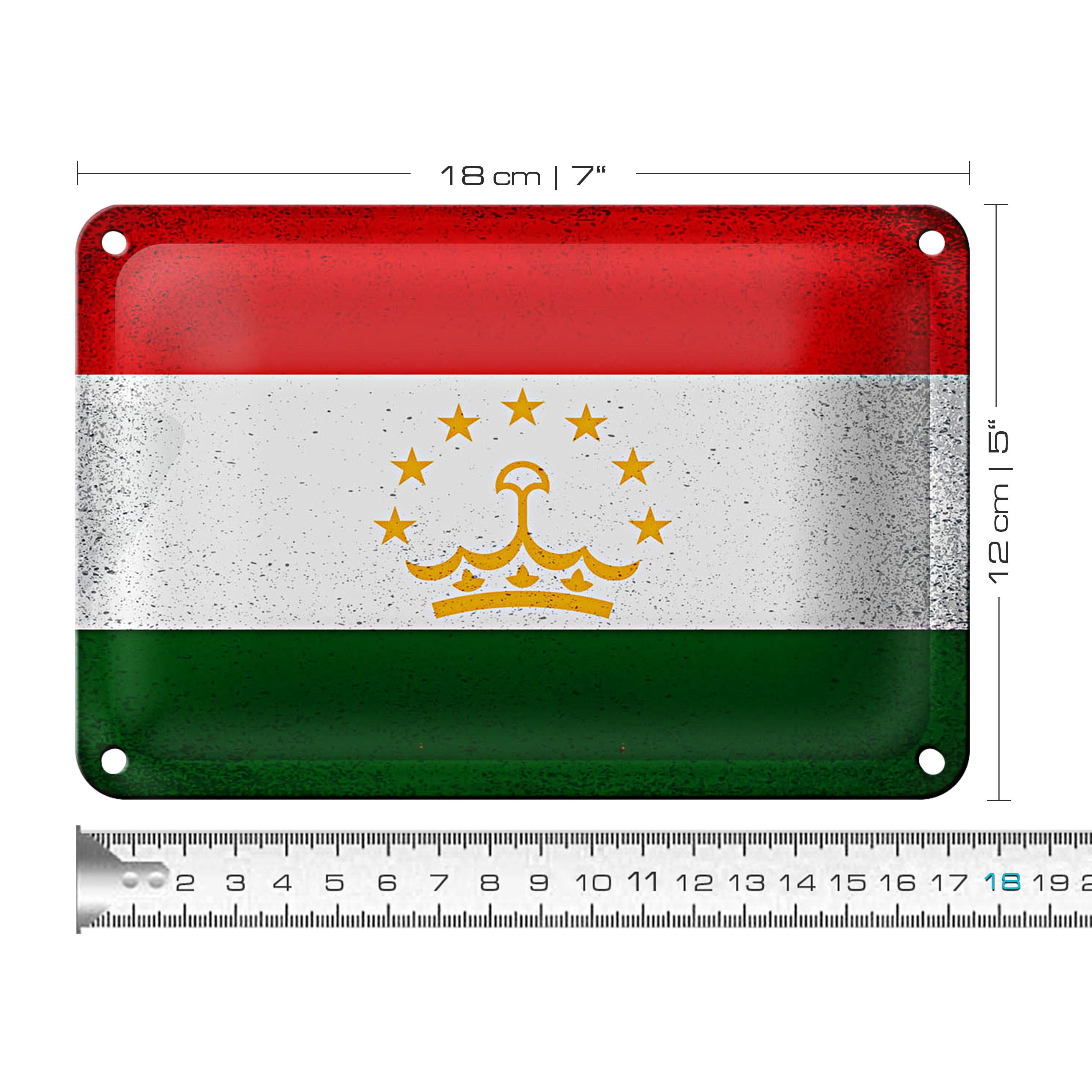 Roomando Metallschild Flagge Tadschikistan 18x12cm Tajikistan Vintage