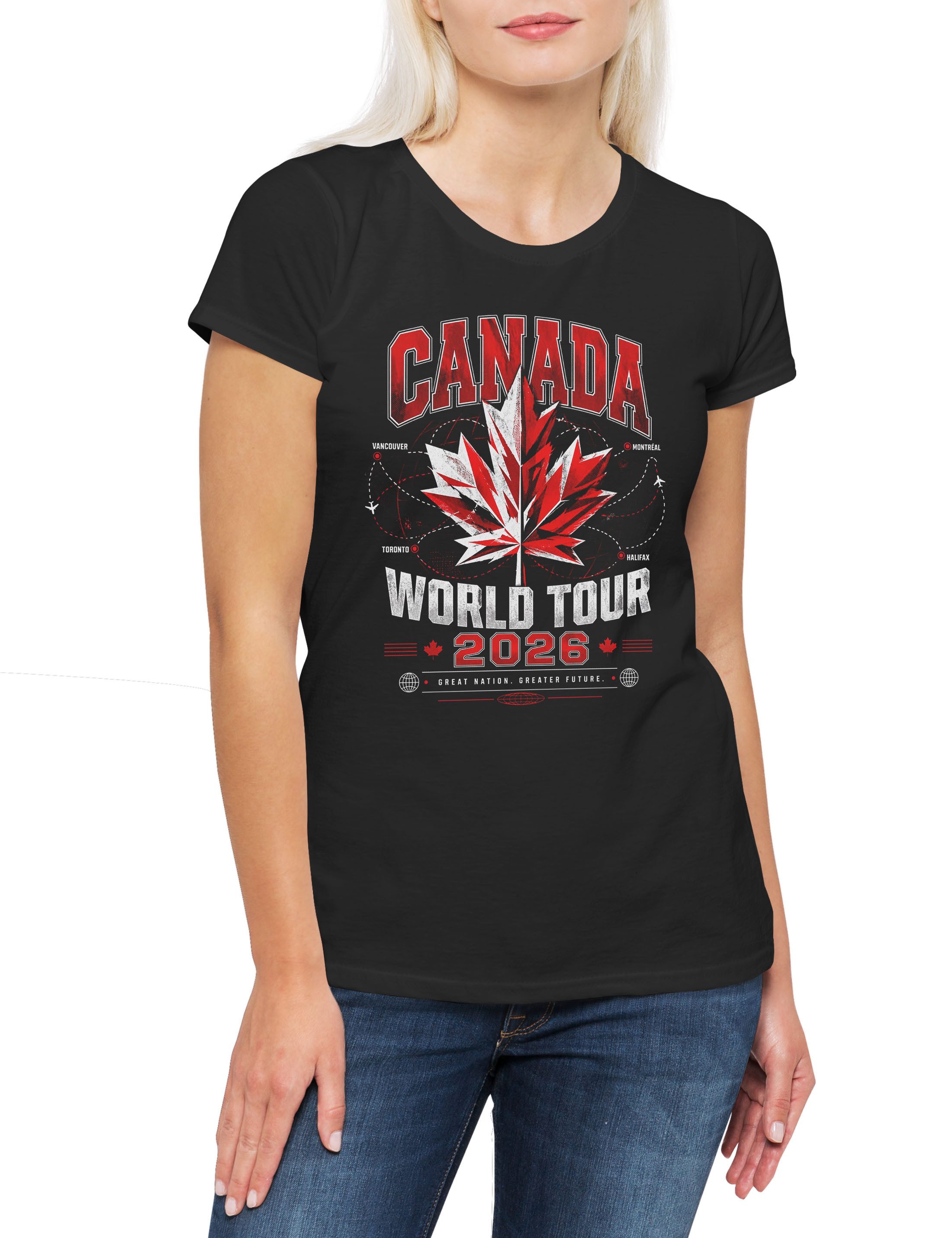 Urban Backwoods Print-Shirt Team Canada 4 Damen T-Shirt Kanada Maple Leaf True North Ottawa Canuck (1-tlg) Montréal Fußball WM Soccer