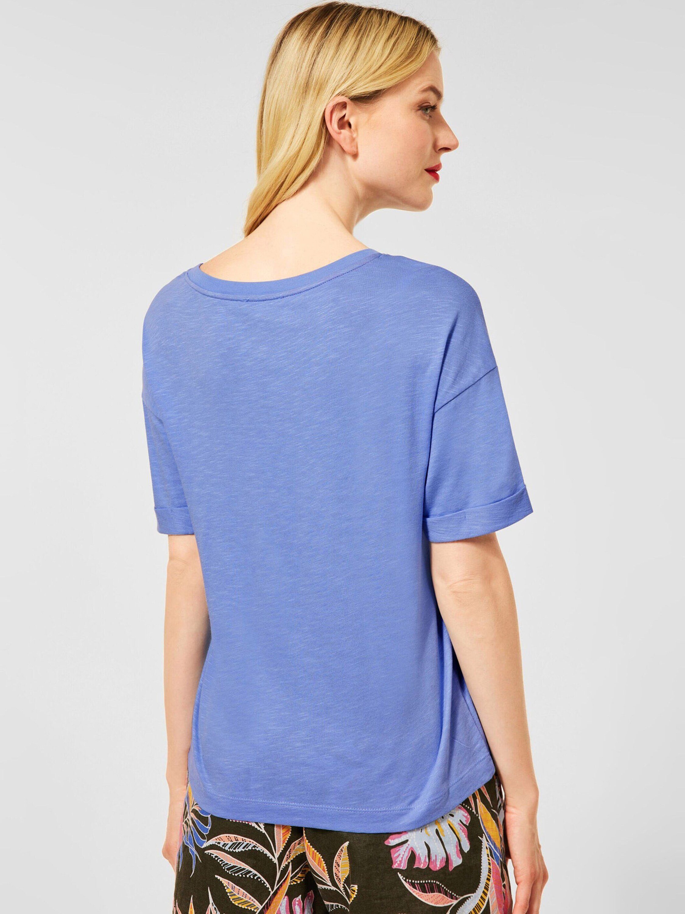 STREET ONE T-Shirt Details blue Plain/ohne delight (1-tlg)