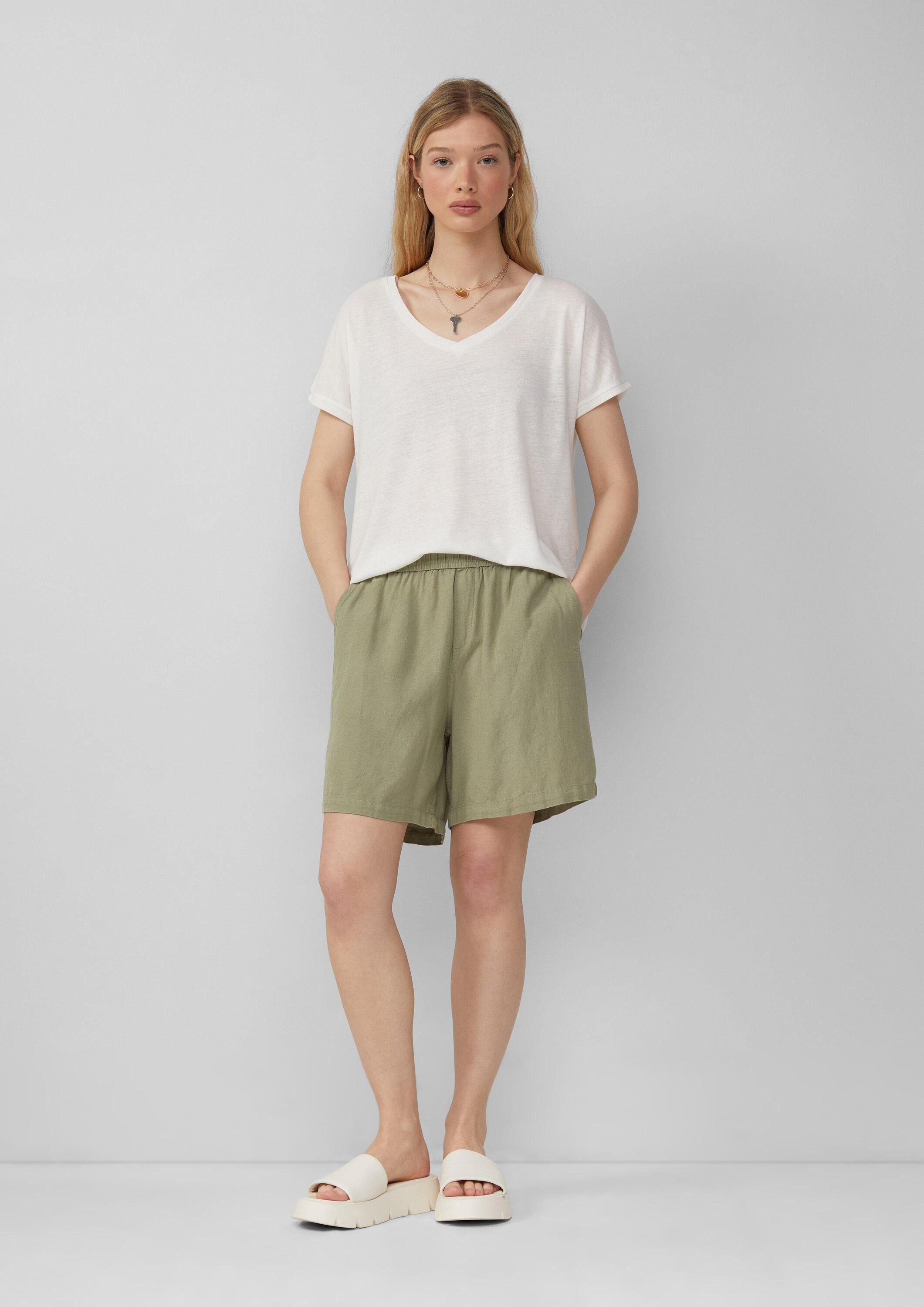 QS Shorts Hose Leinenmix-Shorts mit Elastikbund günstig online kaufen