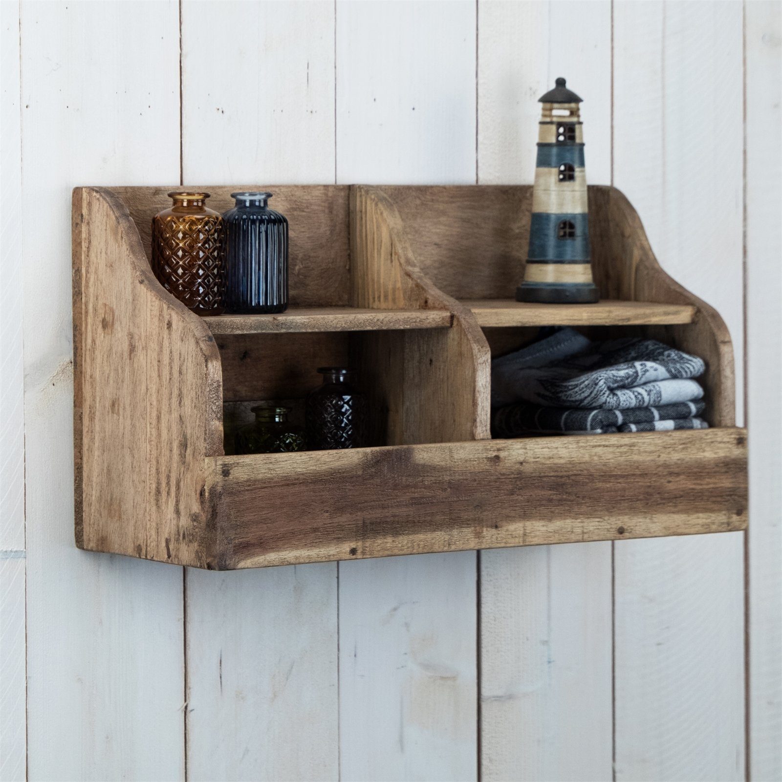 DESIGN DELIGHTS Wandregal WANDREGAL "STORAGE 40", Altholz massiv 40 cm, Holzregal