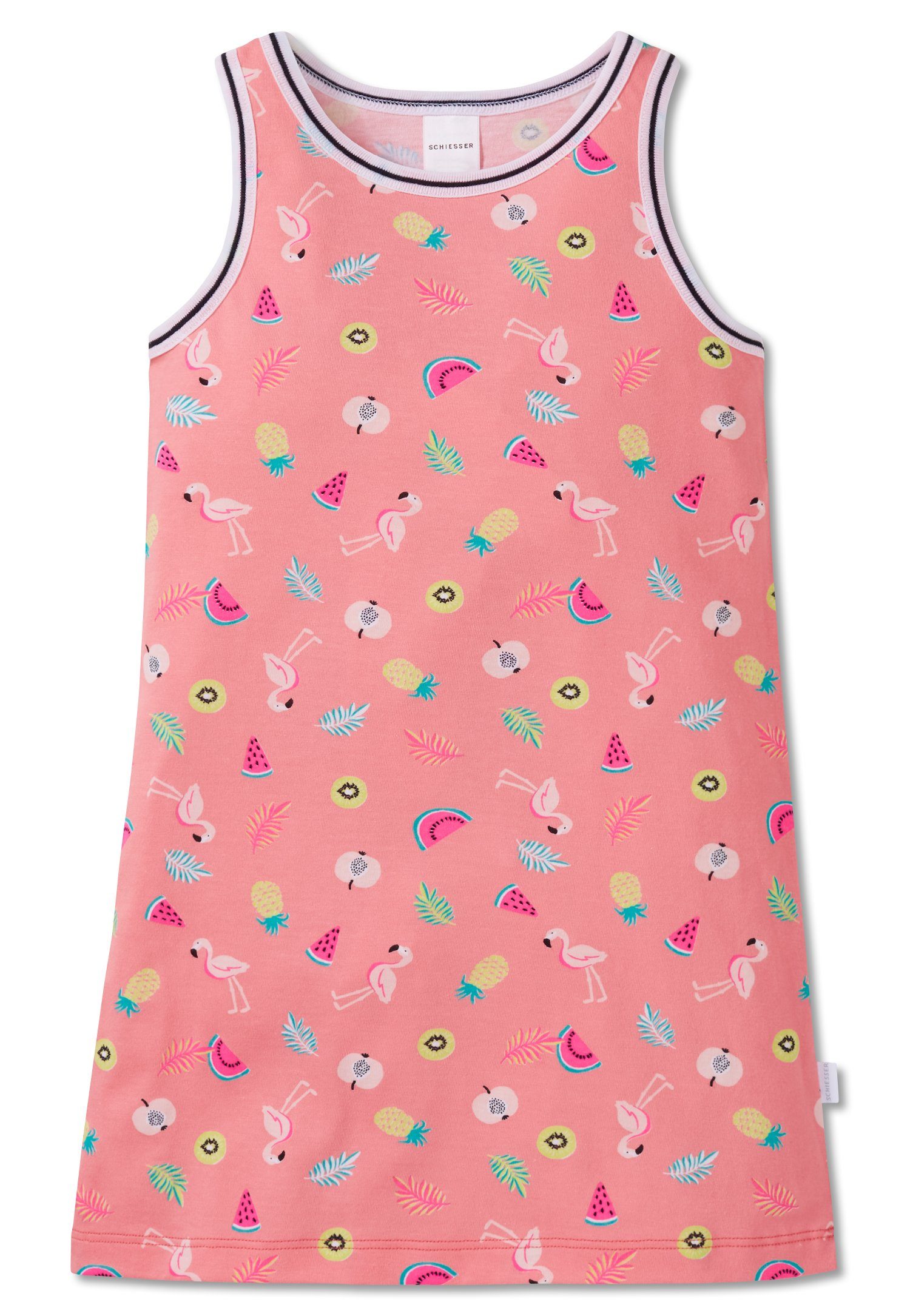 Schiesser Nachthemd Summer Mood (Set, Set) Mädchen Schlafanzug Sleepshirt, Nachthemd Flamingos, Single Jersey