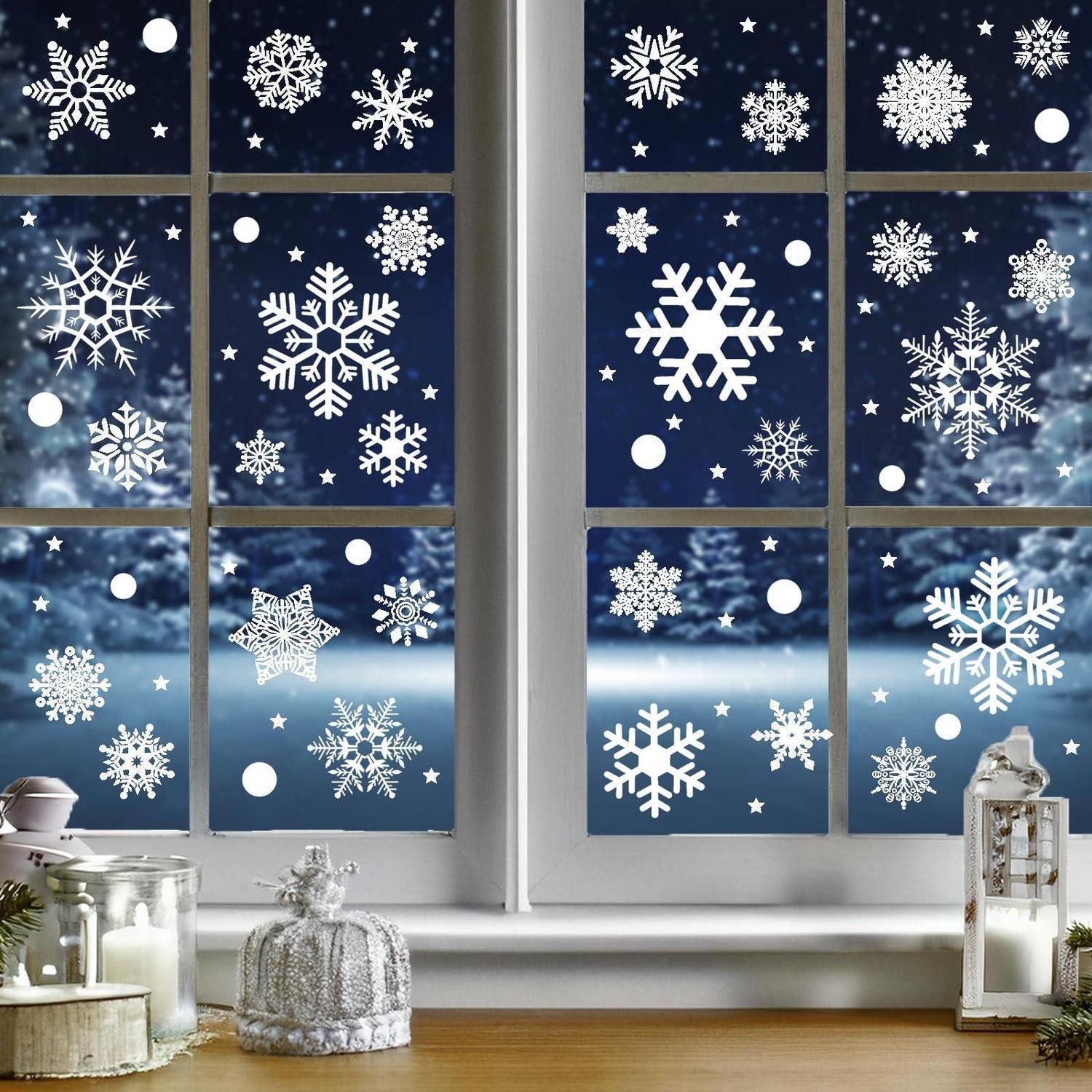 LuxusKollektion Fensterbild Fensterbilder Weihnachten 247 Schneeflocken Doppelseitig