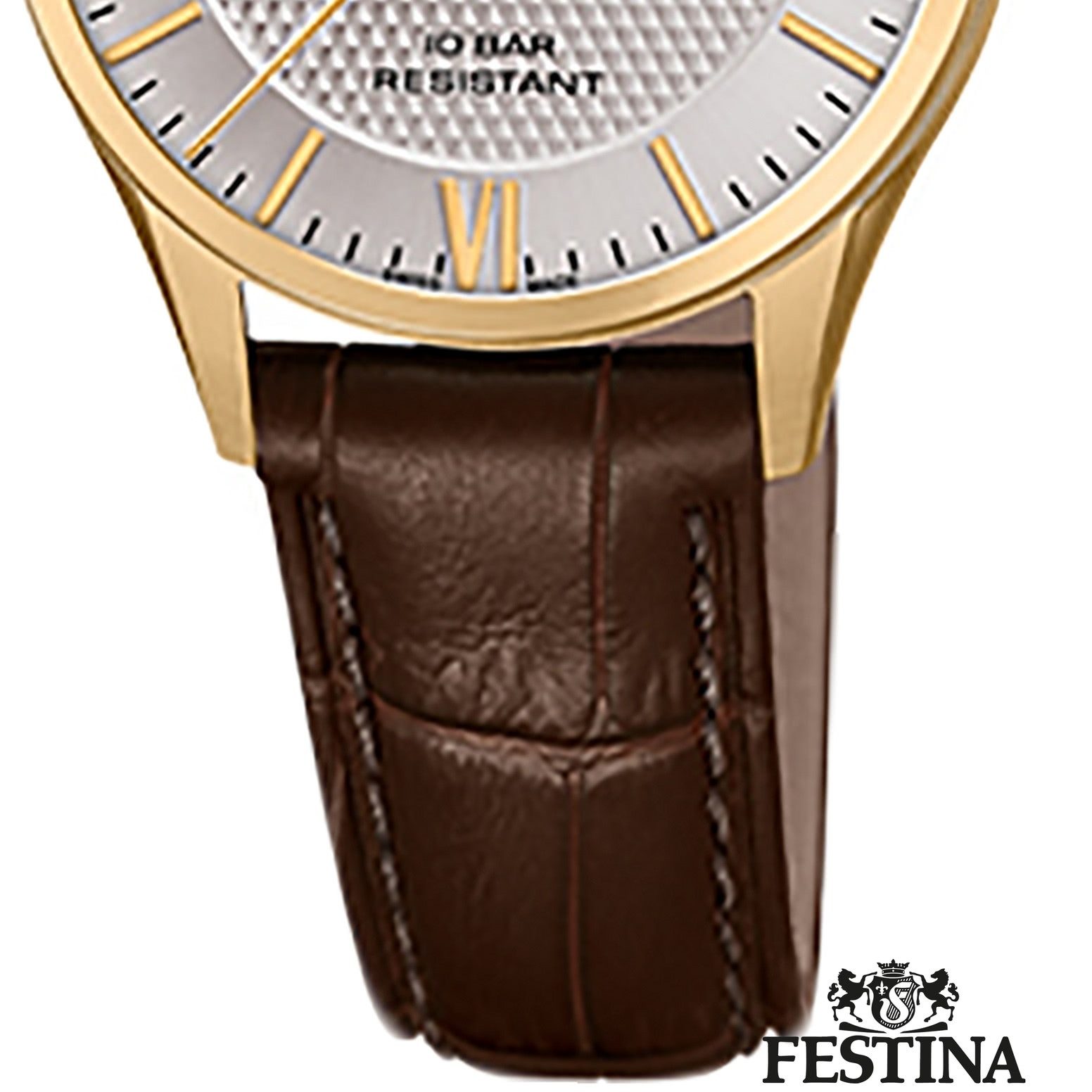 Festina Quarzuhr Festina Analog Damen Uhr F20011/2 Leder, (Analoguhr), Damen Armbanduhr rund, Lederarmband braun, Elegant
