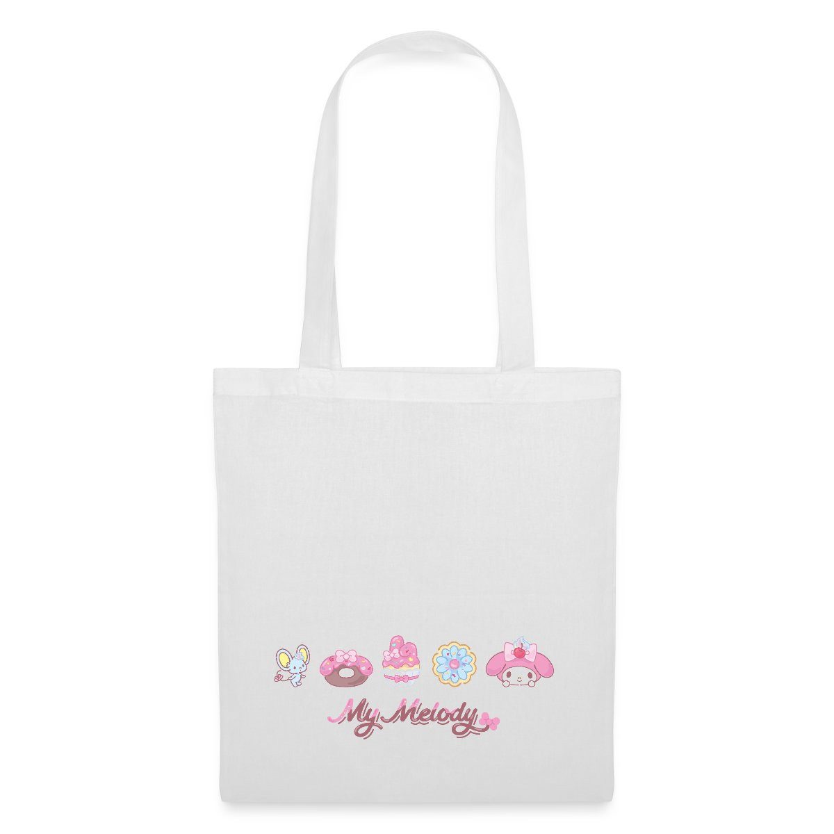 Spreadshirt Henkeltasche My Melody Mit Flat Und Gebäckstücken Stoffbeutel (1-tlg)