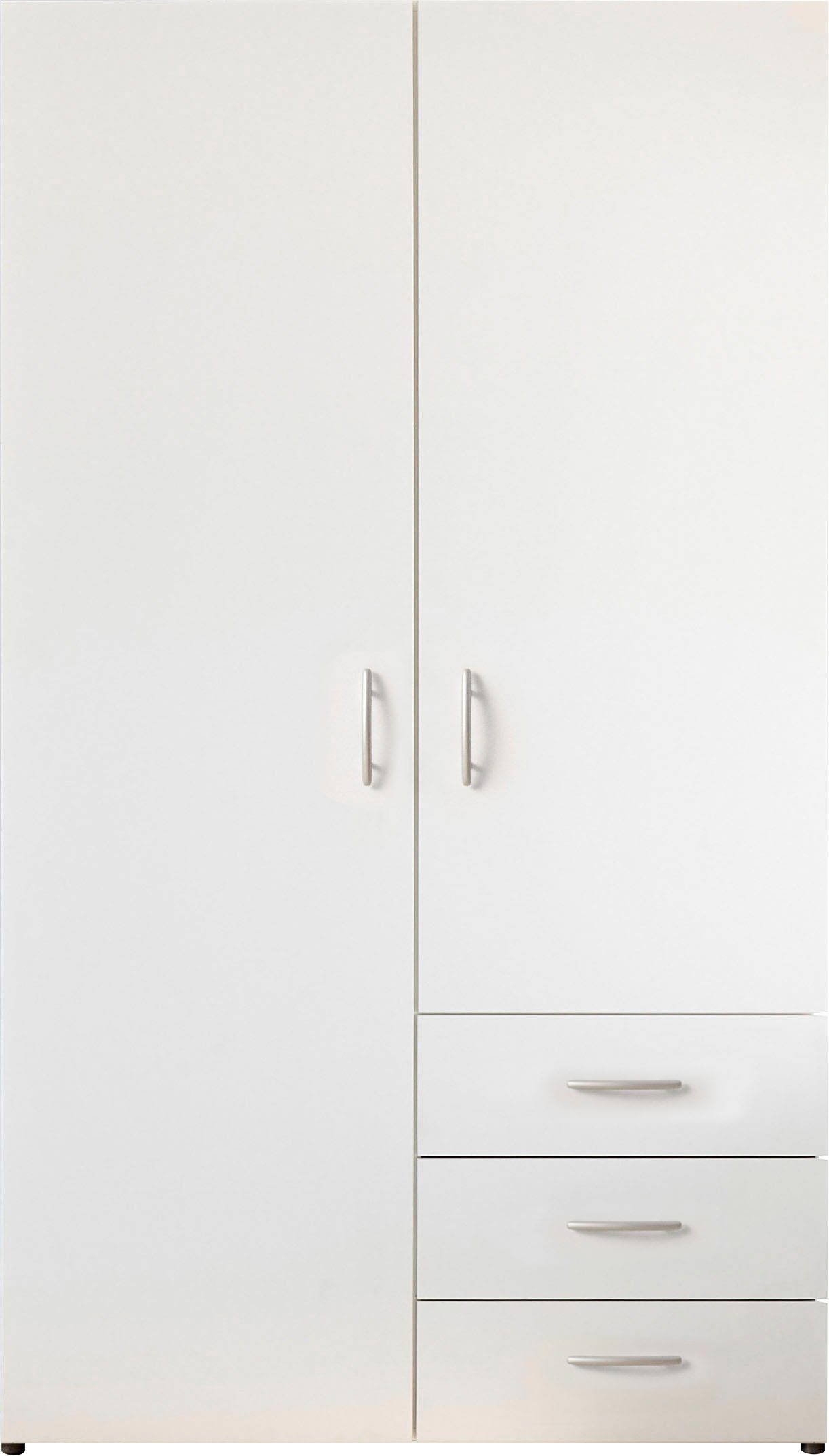 Schlafkontor Drehtürenschrank Harry Schlafzimmerschrank in weiß Kleiderschrank Garderobe mit 3 Schubkästen, in 2 Breiten