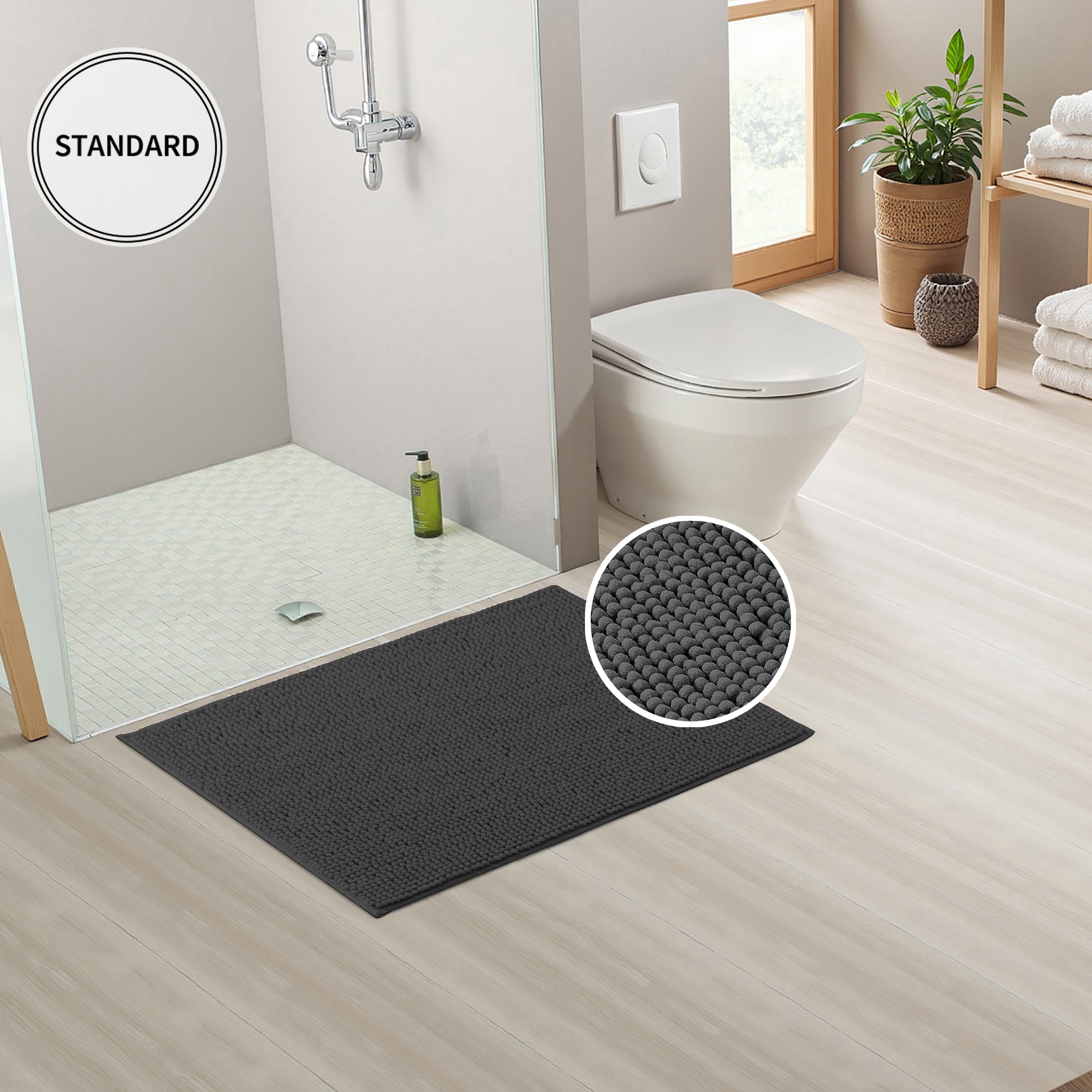 OTTO home Badematte Vanessa Chenille Standard, Badvorleger, Badezimmer, Duschvorleger, Höhe 15 mm, schnell trocknend, strapazierfähig, fußbodenheizungsgeeignet, Polyester, rechteckig, Uni Farben, besonders weich