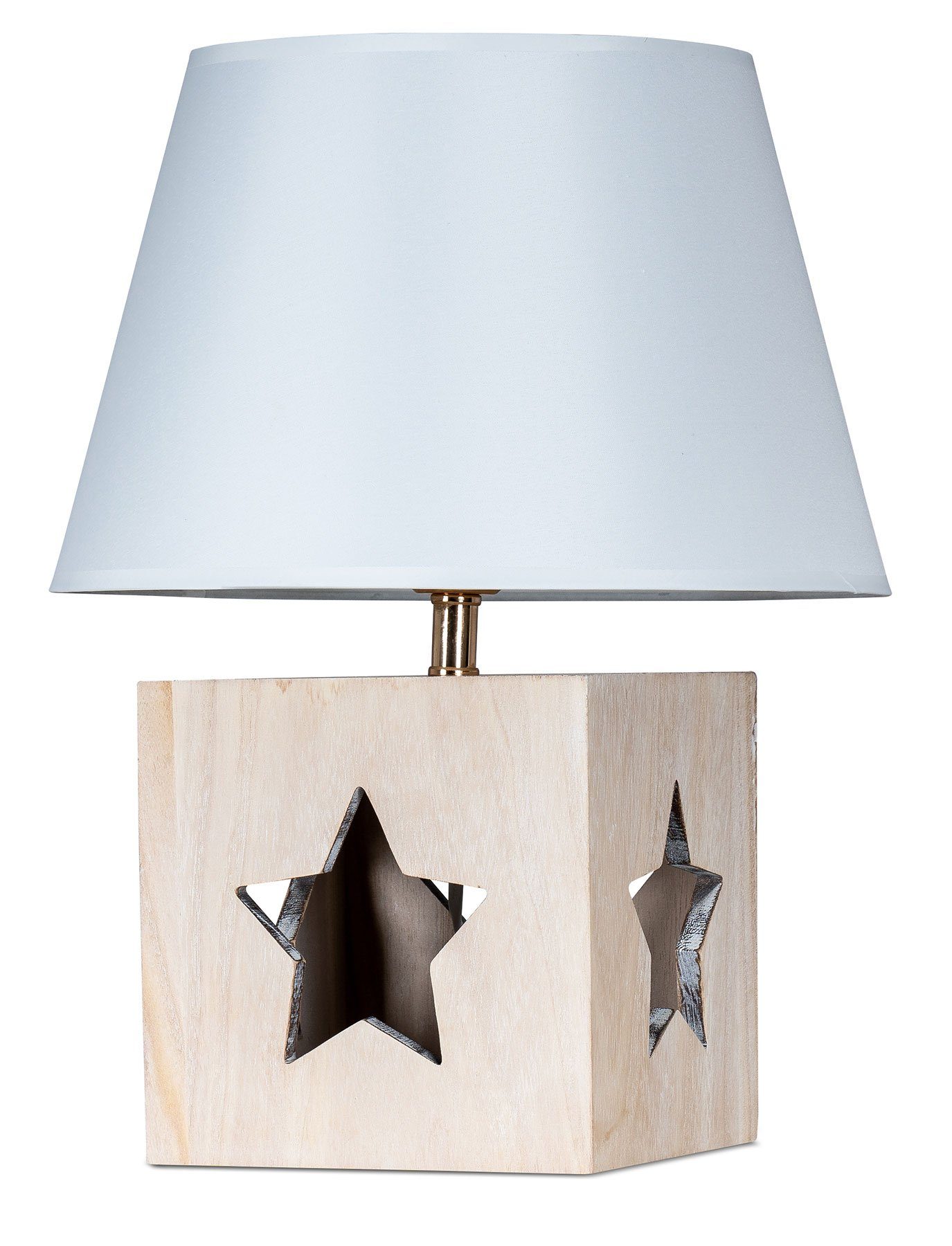 Nachttischlampe, Holz Lampe H41cm Leuchte Levandeo® Deko Tischlampe Holzlampe Stern Tischleuchte