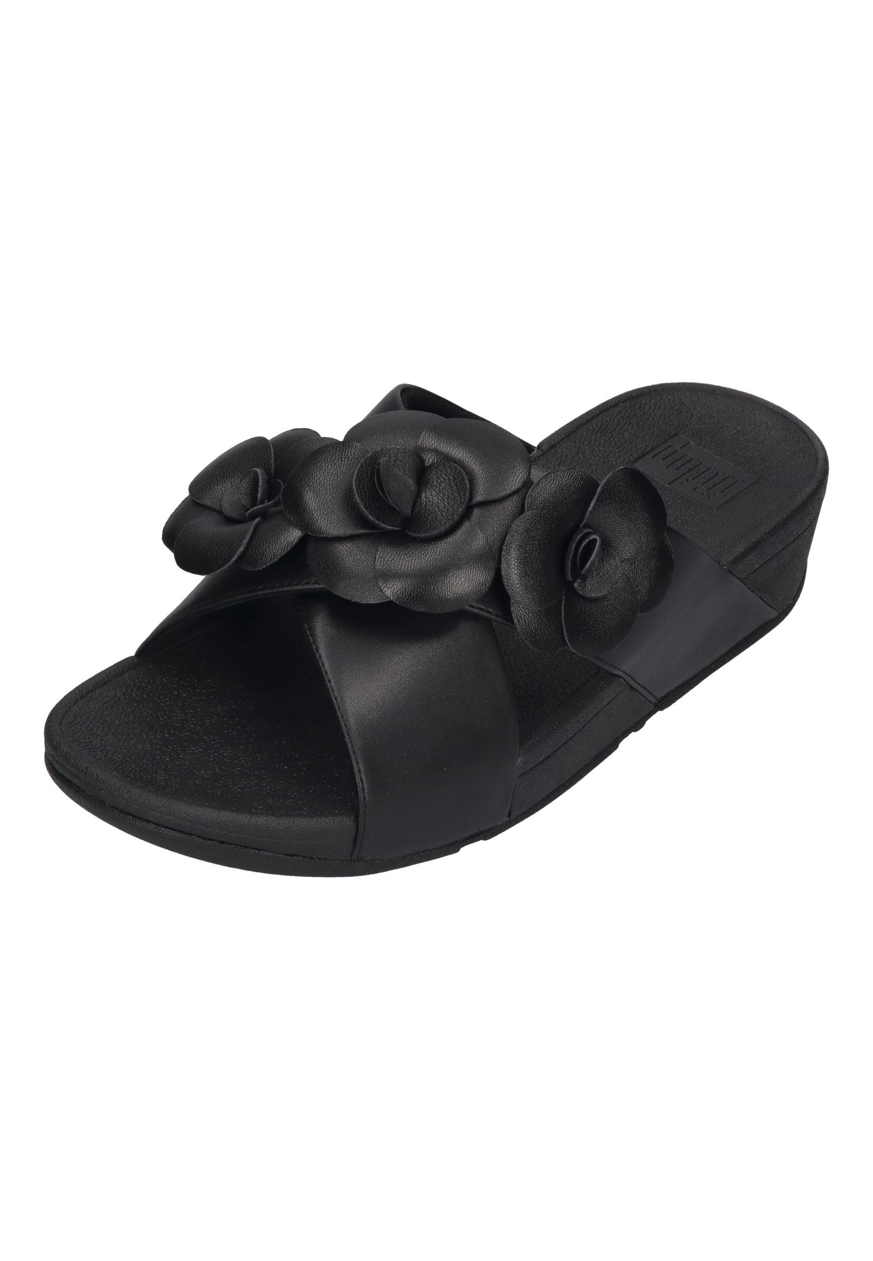 Fitflop LULU FLOWER CROSS SLIDES Pantolette Black