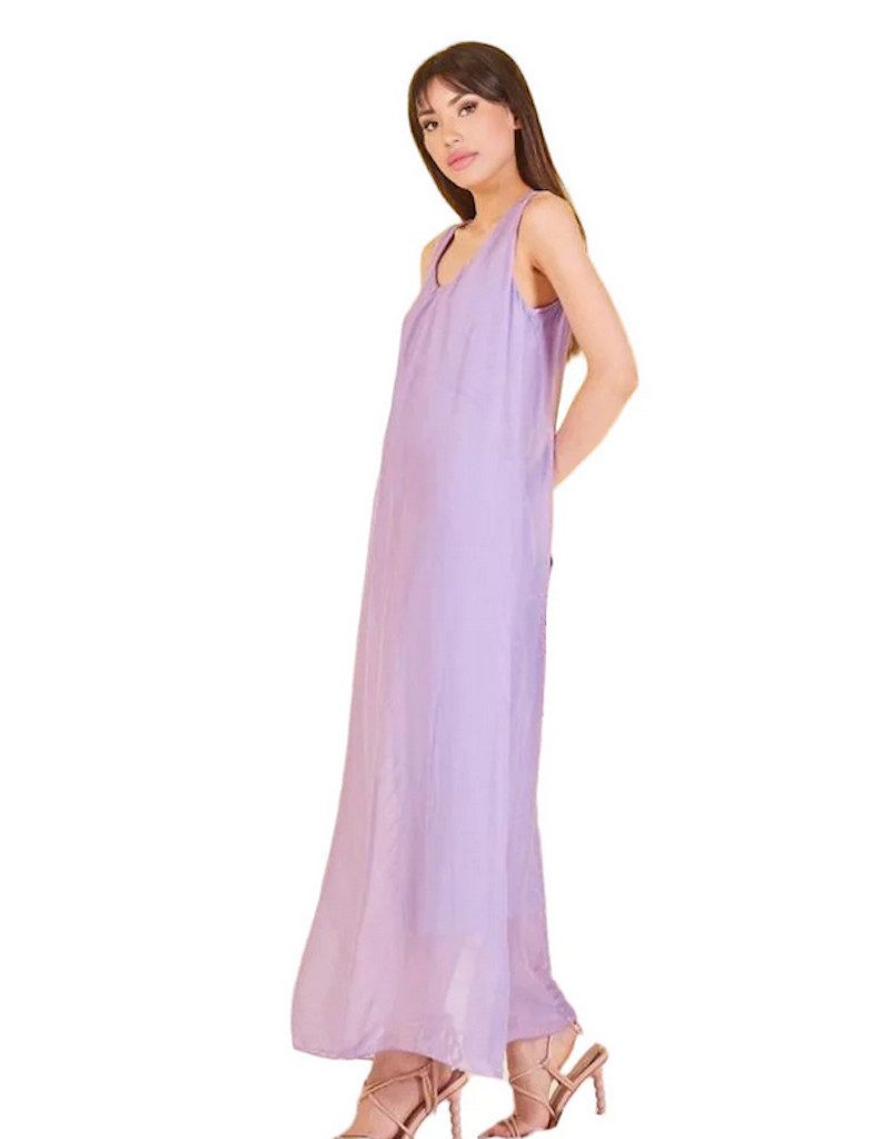 BZNA Sommerkleid Langes elegantes ärmeloses Kleid aus Seidenchiffon Seidenkleid