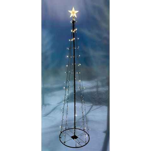 Mojawo Lichtervorhang XXL LED Metall Weihnachtsbaum mit Stern warmweiß 154 LEDs 240cm