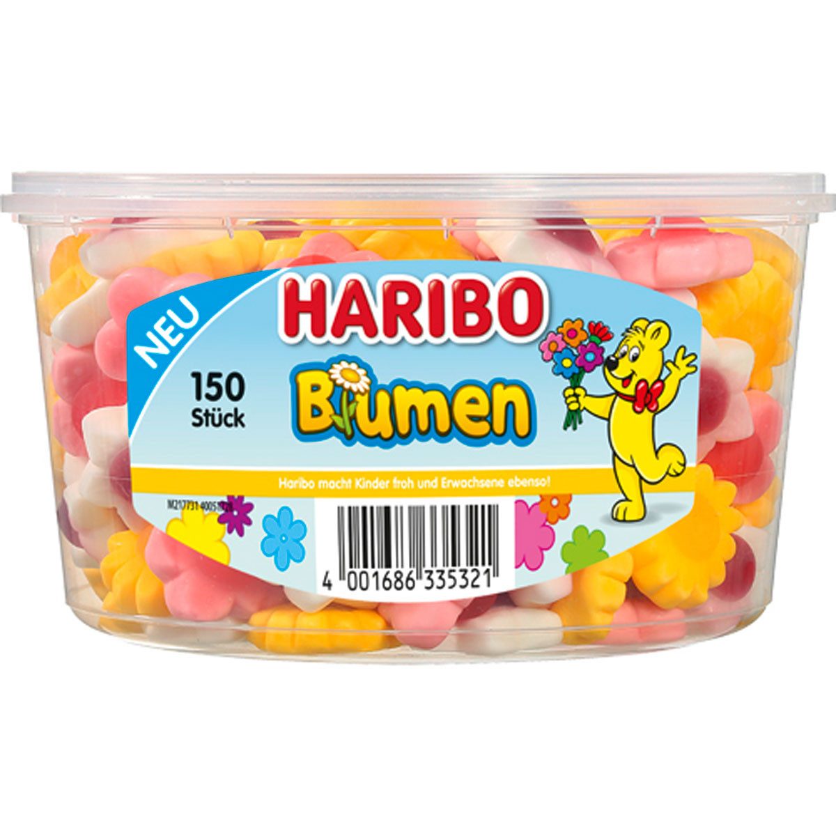 HARIBO Süßigkeit, Haribo Bunte Blumen Fruchtgummi Blumen mit Konfektfüllung 1020g