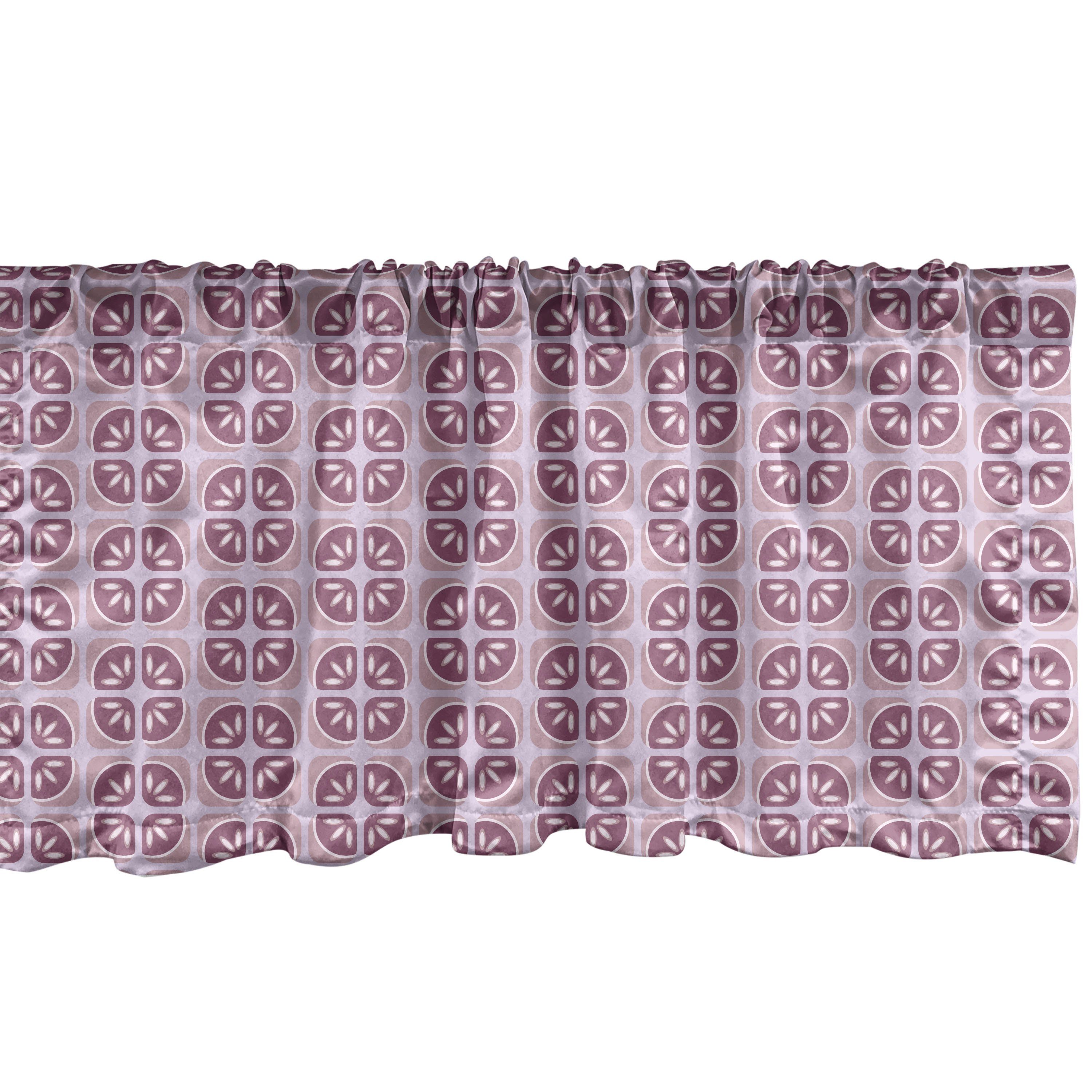 Scheibengardine Vorhang Volant für Küche Schlafzimmer Dekor mit Stangentasche, Abakuhaus, Microfaser, Retro Cubic Blumenmotive Grafik