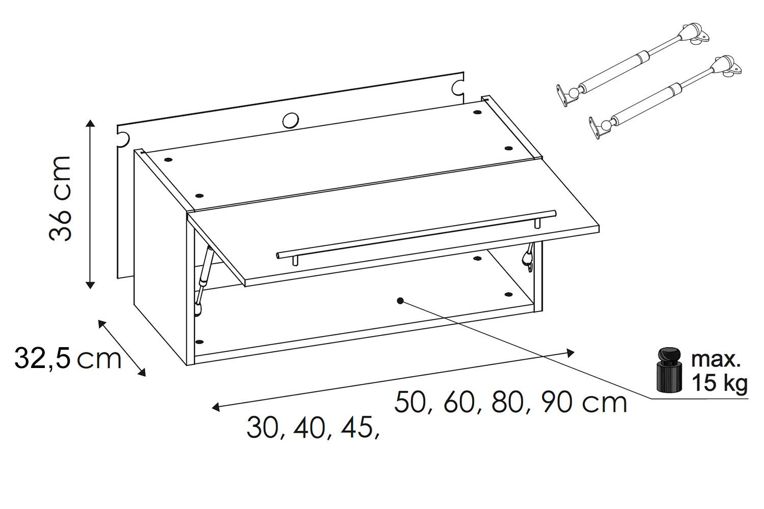 Feldmann-Wohnen Klapphängeschrank Kvantum (W4B/50, 1 Klappe mit Gasdruckdämpfer, innen 1 Fach, 1-St., moderne Matt-Optik, dekorative Fräsungen, B/T/H 50x32,5x36cm) Eiche Artisan / Beige Matt
