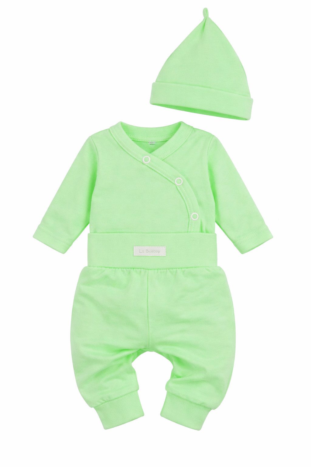 La Bortini Erstausstattungspaket Baby Anzug Body Hose Mütze Set Wickelbody Schlupfhose neutral (Erstlingsset, 3-teilig für Jungen und Mädchen) aus Baumwolle, 44 50 56 62 68 74 80 86, unisex