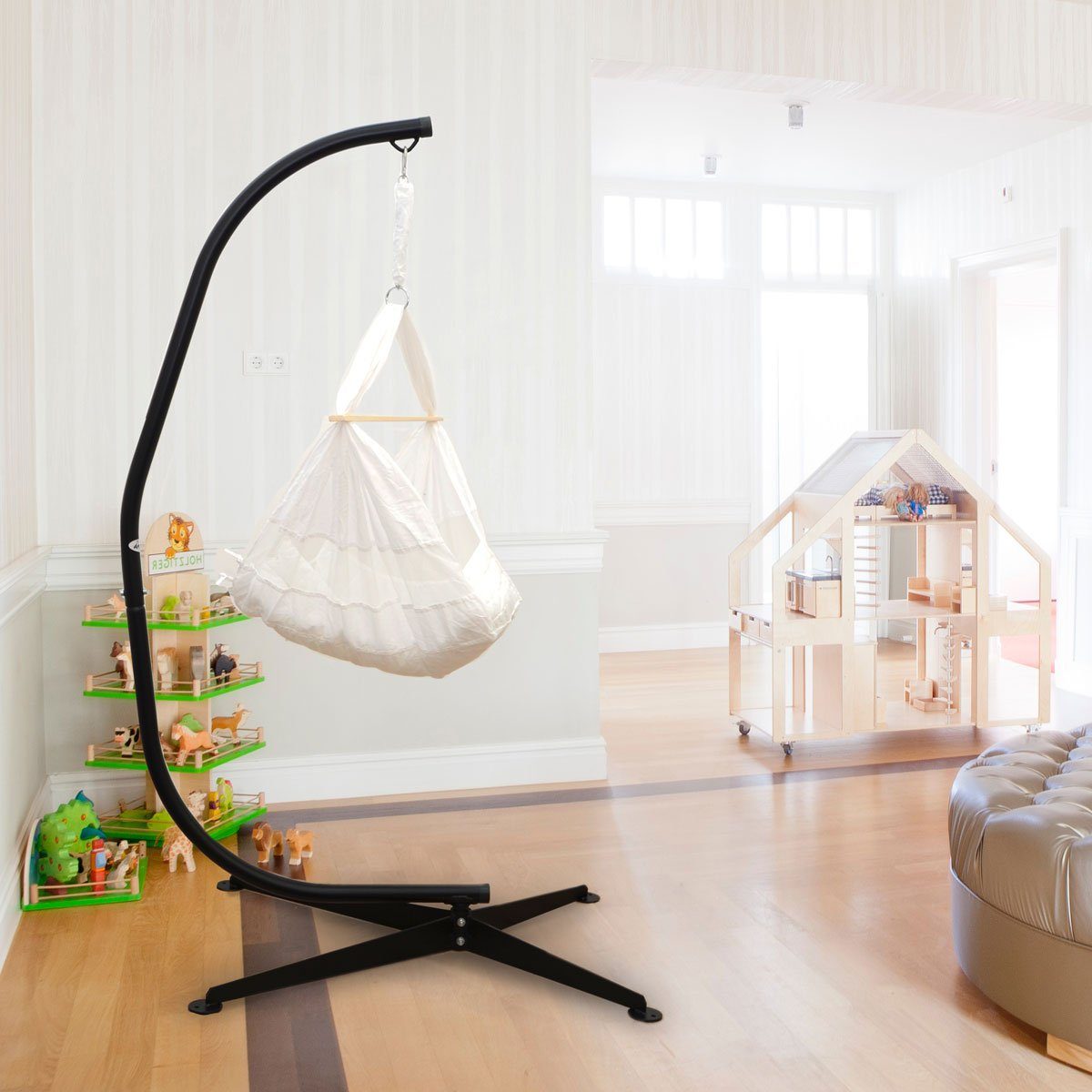 AMANKA Babywippe Komplettset Babywiege mit Gestell Federwiege aus Baumwolle günstig online kaufen