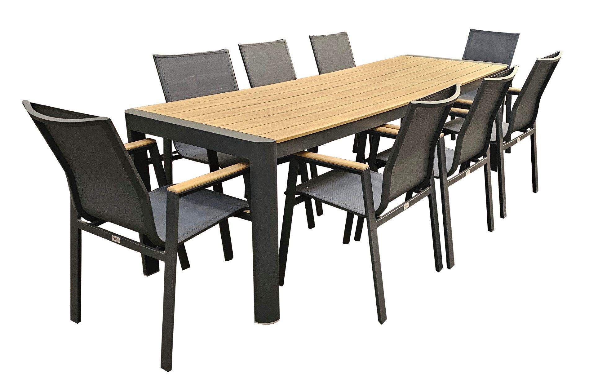 TEICO GROUP Sitzgruppe Terassenmöbel Alu/WPC 9-tlg. Gartengarnitur Gartenset, (9-tlg)