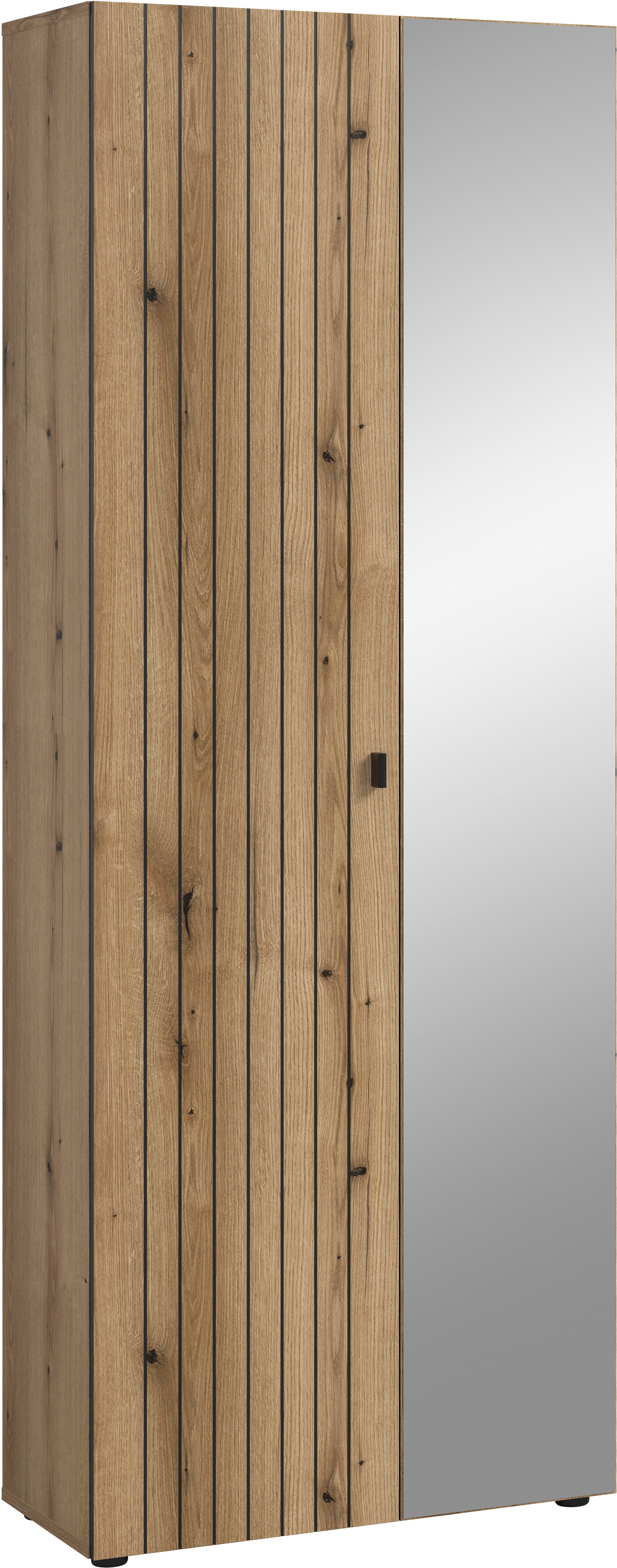 Home affaire Garderobenschrank TATIO, Höhe 192 cm, Rillenoptik, Spiegeltür (1-St) Garderobenschrank, Flurschrank, Dielenschrank – Bild 3 von 5