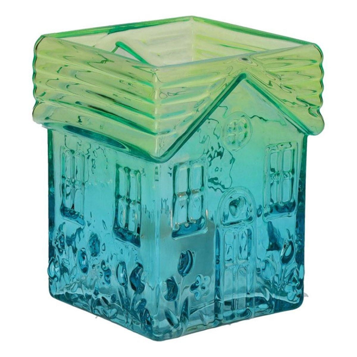 Giftcompany Kerzenhalter Windlicht Haus Jacquard Türkis Grün (12cm)