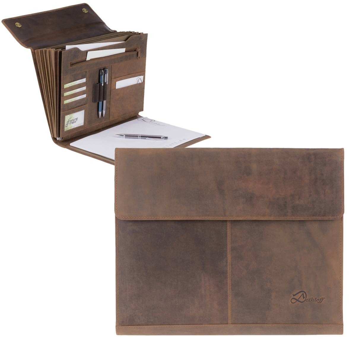 Dethloff Schreibmappe "Leopold" Leder A4 Fächermappe 33x26x6cm, Antwaltsmap günstig online kaufen