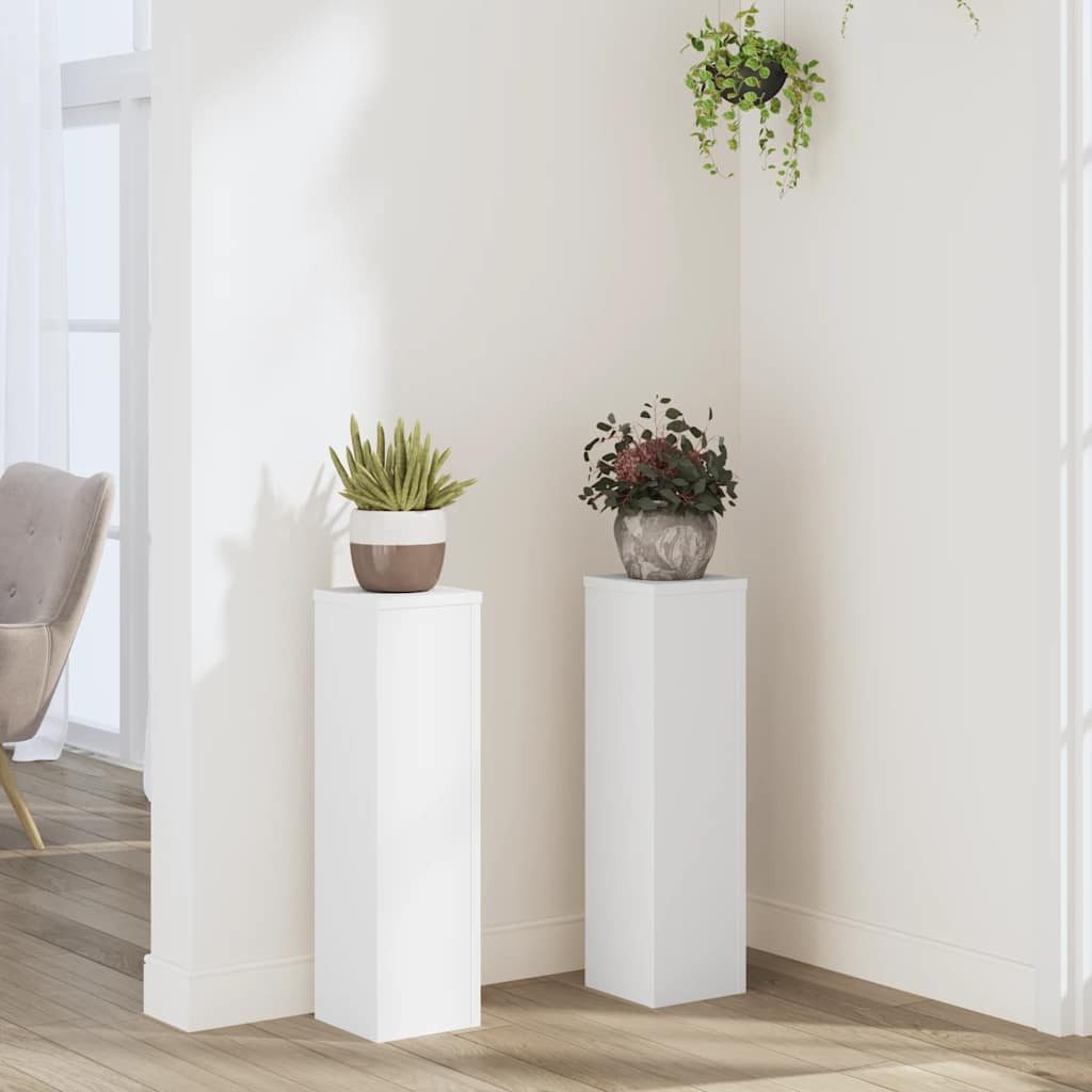 vidaXL Blumenständer, Pflanzenständer 2 Stk. Weiß 17x17x60 cm Holzwerkstoff