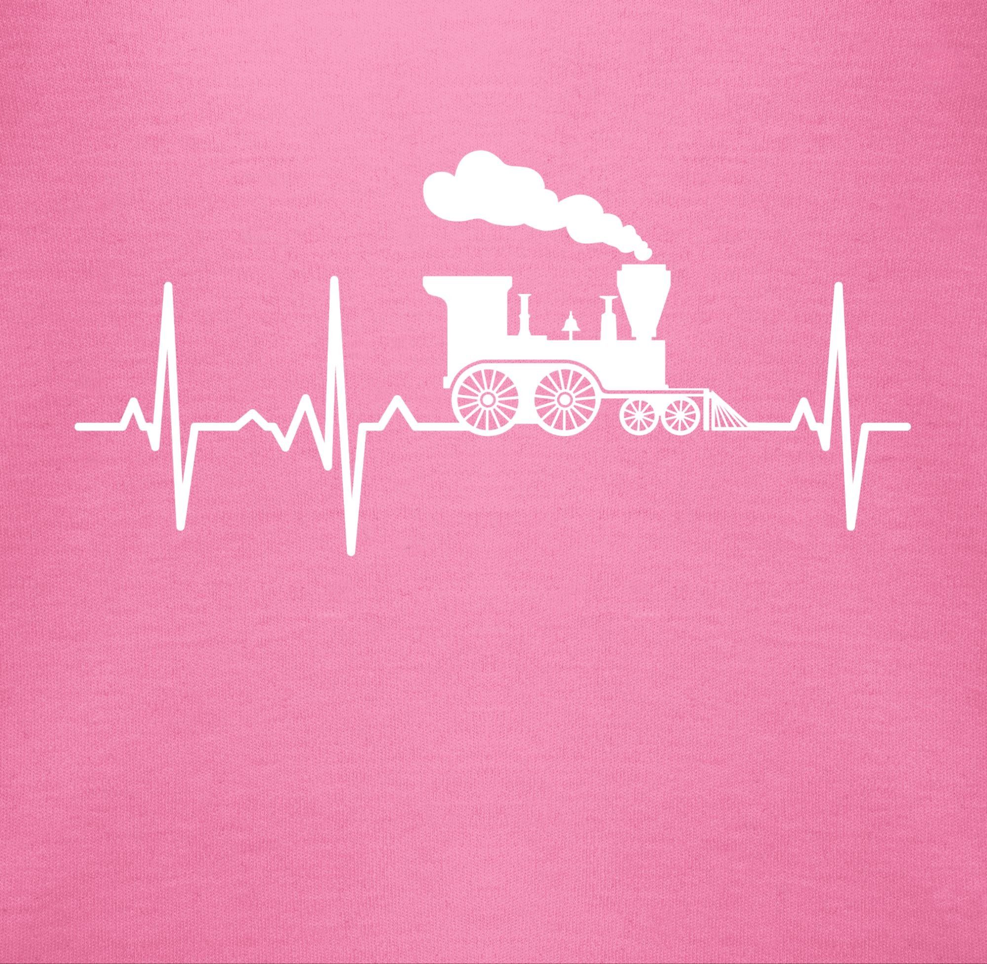 Herzschlag Traktor weiß Bagger und Baby Dampflok Shirtbody Shirtracer Pink 2 Co.