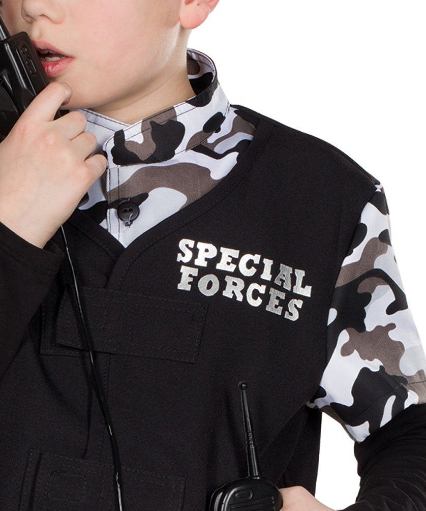 Karneval-Klamotten Polizei-Kostüm Polizei Spezialeinheit Oberteil mit Walkie Talkie, Oberteil Spezialeinheit Uniform Polizei Kinderkostüm Jungen