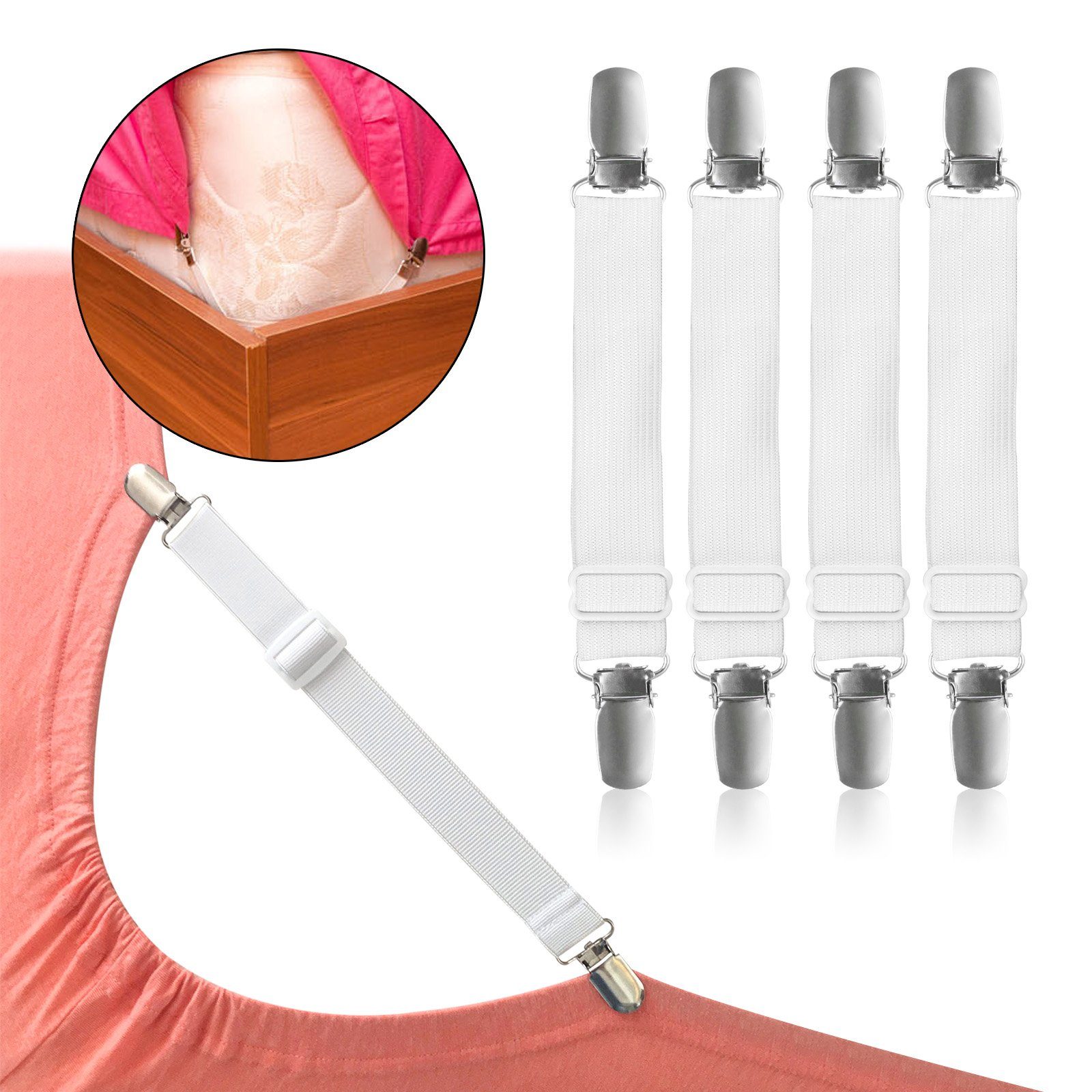 BAYLI Spannbettlaken Verstellbare Bettlakenspanner [4er Set], Betttuchspann günstig online kaufen