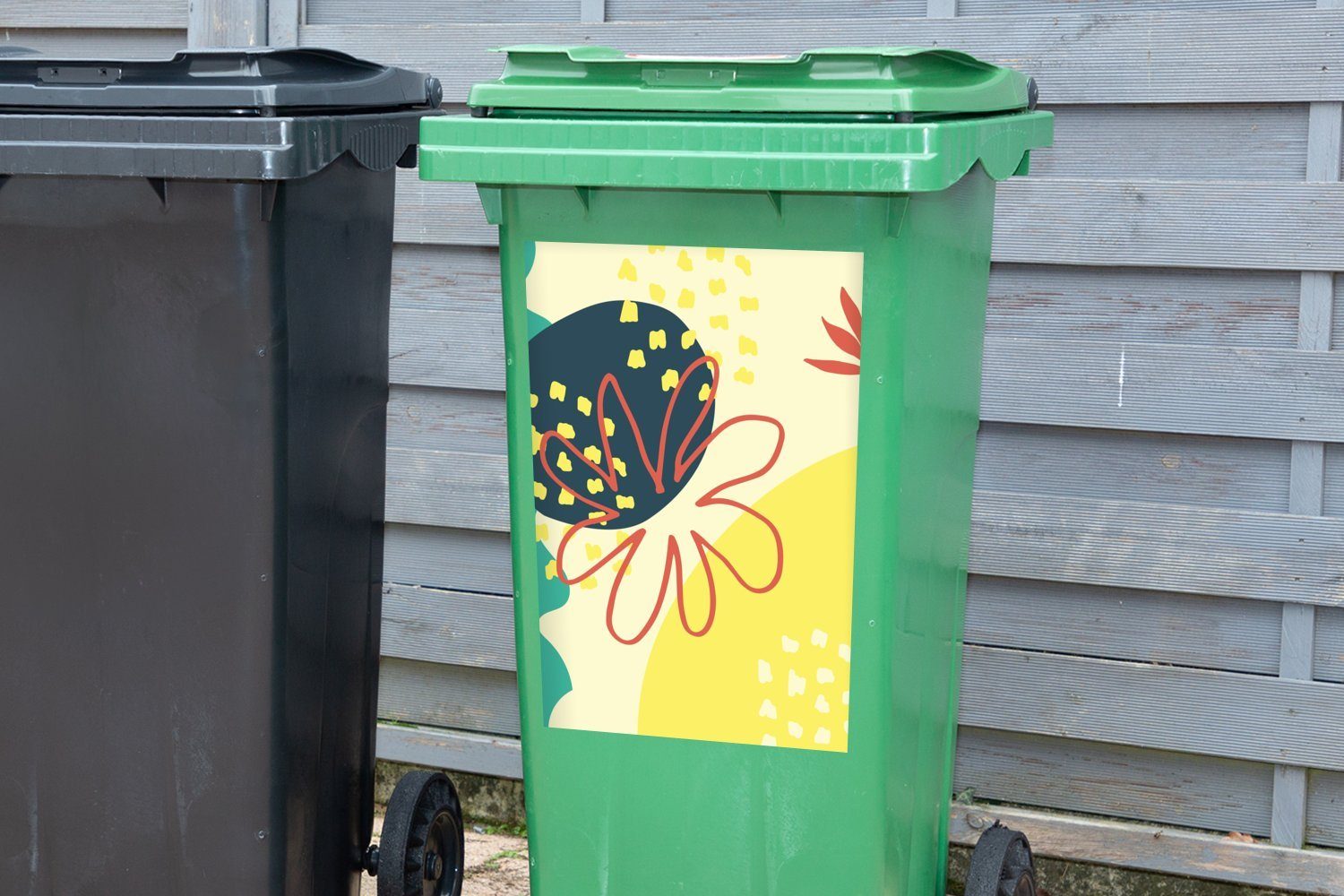 Sticker, Blume Wandsticker Pastell MuchoWow - Abfalbehälter - Sommer Mülleimer-aufkleber, St), Container, Mülltonne, (1