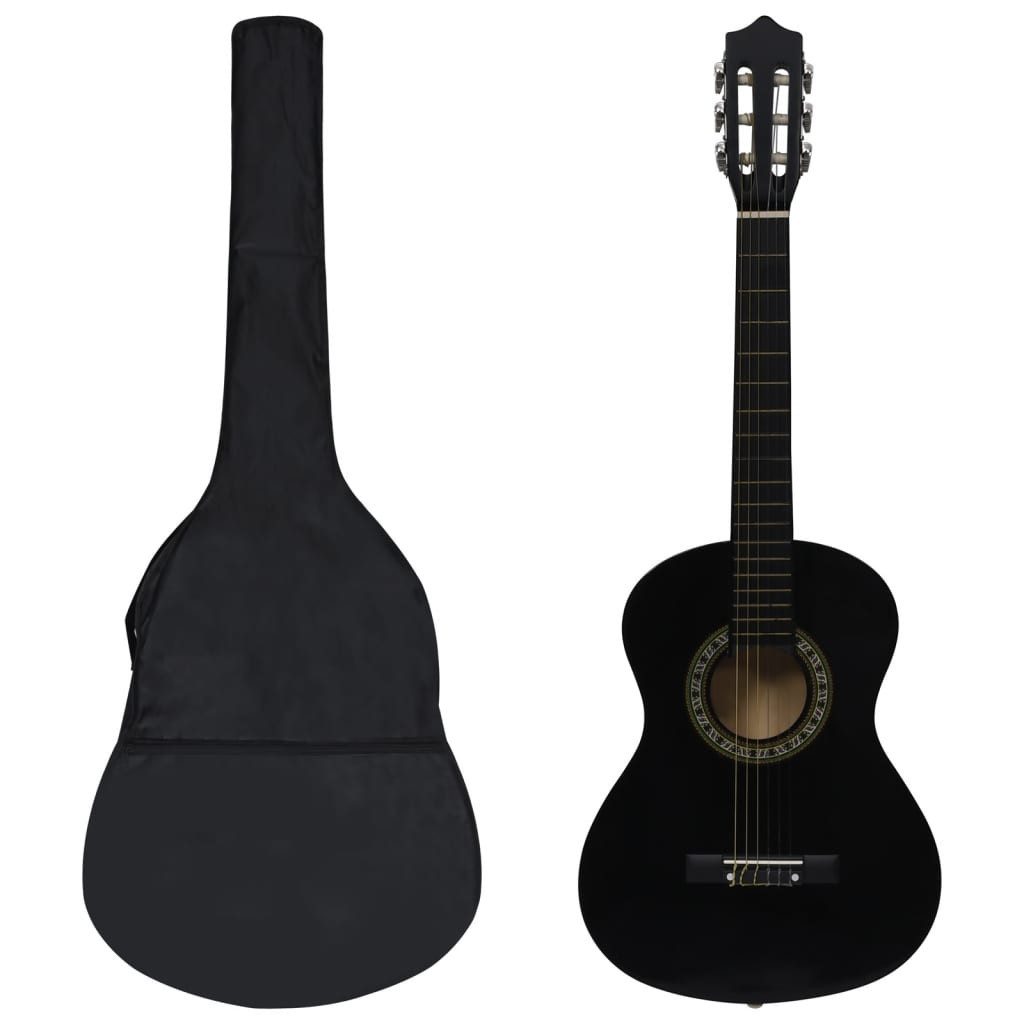 vidaXL Westerngitarre 8-tlg. Klassikgitarren-Set für Anfänger Schwarz 1/2 34"