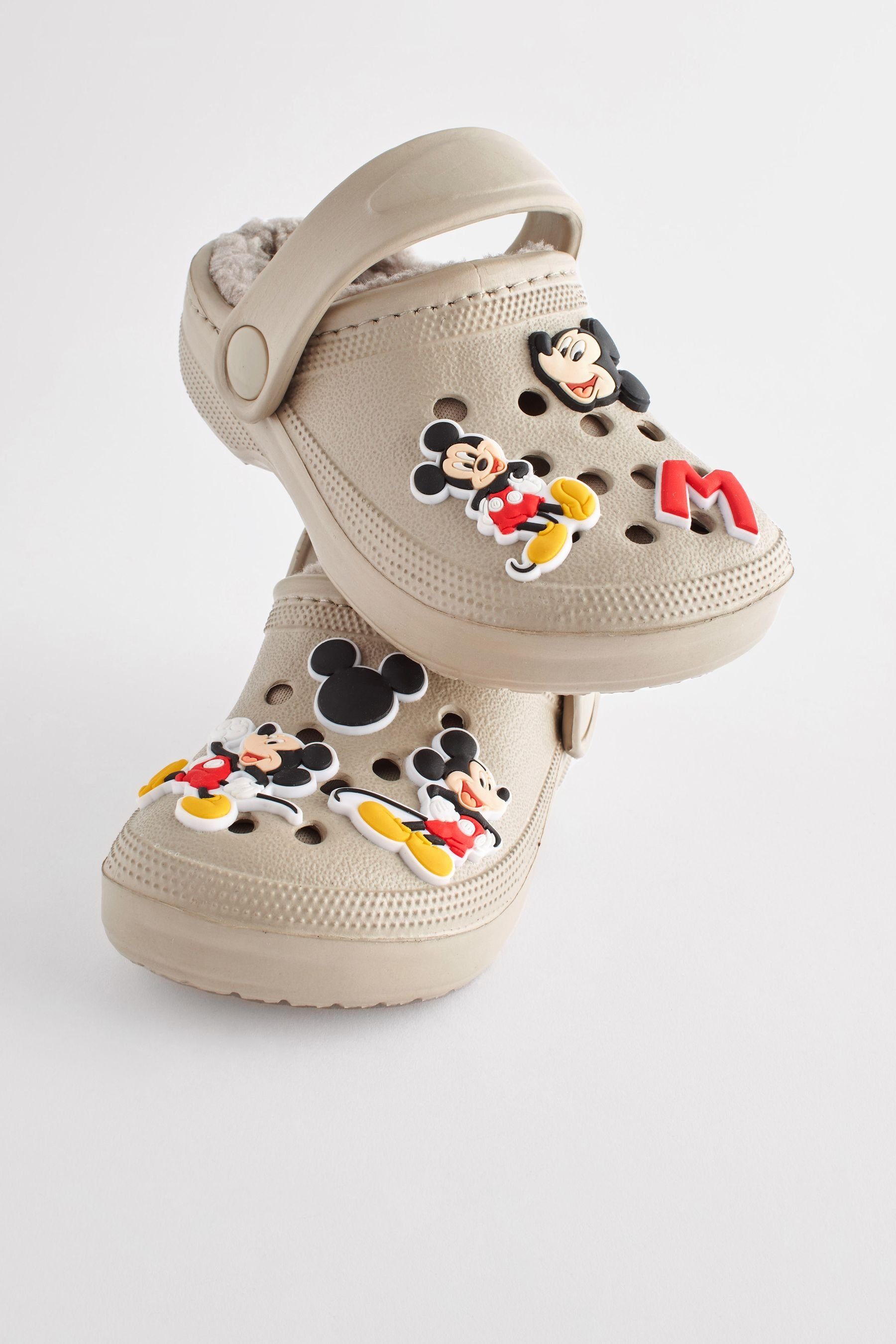 Hausschuhe mit warmem Next Mickey Mouse Natural Clogs Stone Hausschuh (1-tlg) Futter