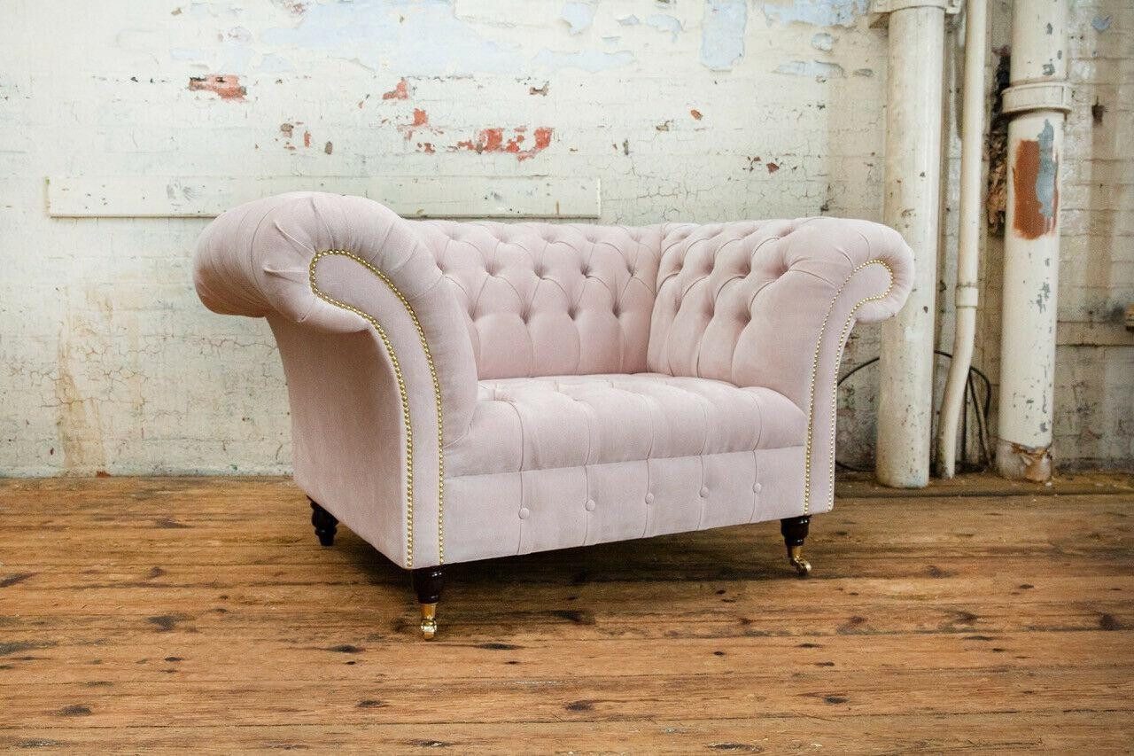 Xlmoebel Кресла Chesterfield Luxus 1.5 Sitzer in Stoffpolsterung Rosa Wohnzimmer (1-St., Sofa 1,5 Sitzer), Hergestellt in Europa