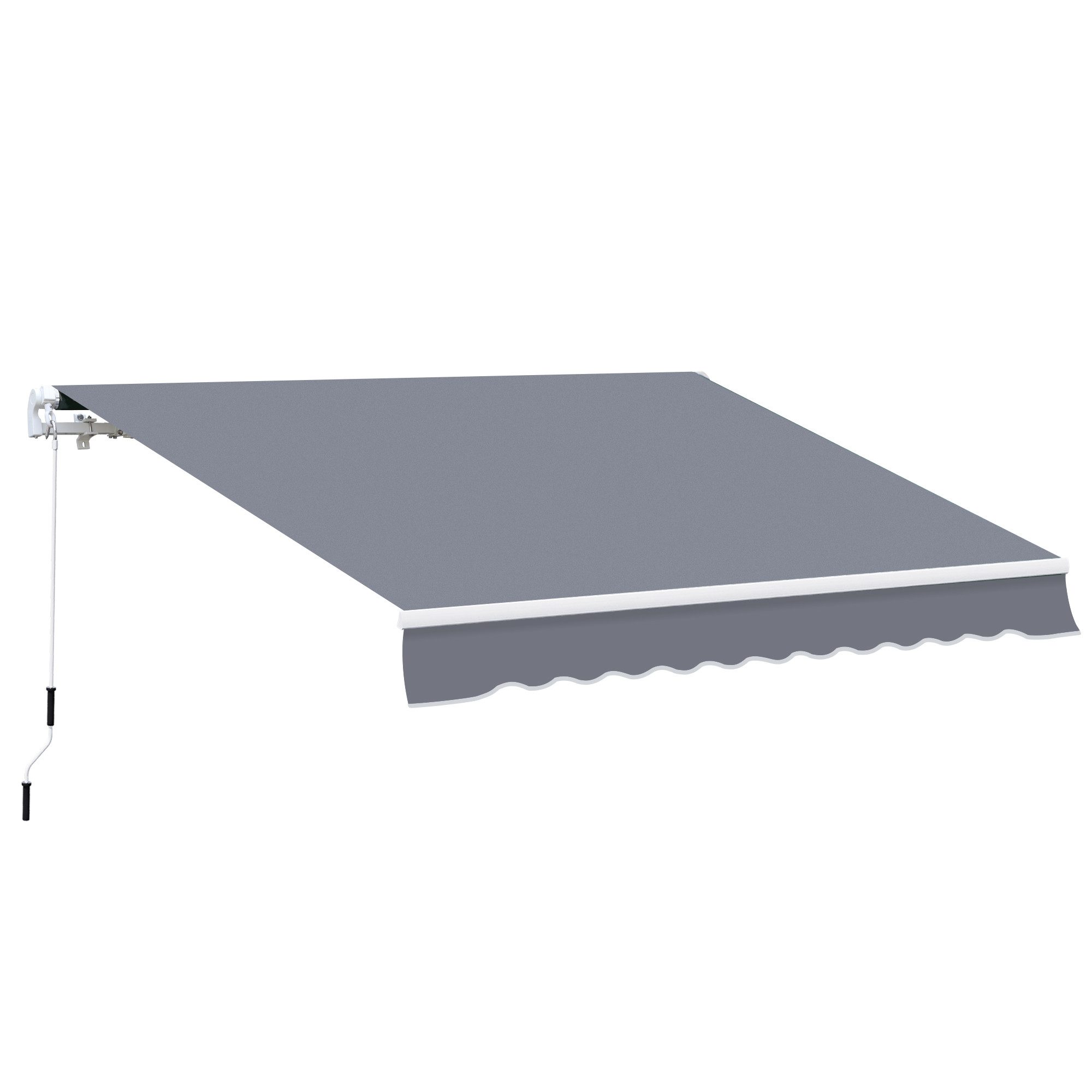 MC Star Markise mit Handkurbel, L395 × B300 cm, einstellbar, für Wandmontage (Gelenkarmmarkise, Markise, Sonnenschutz, Alu, Grau)
