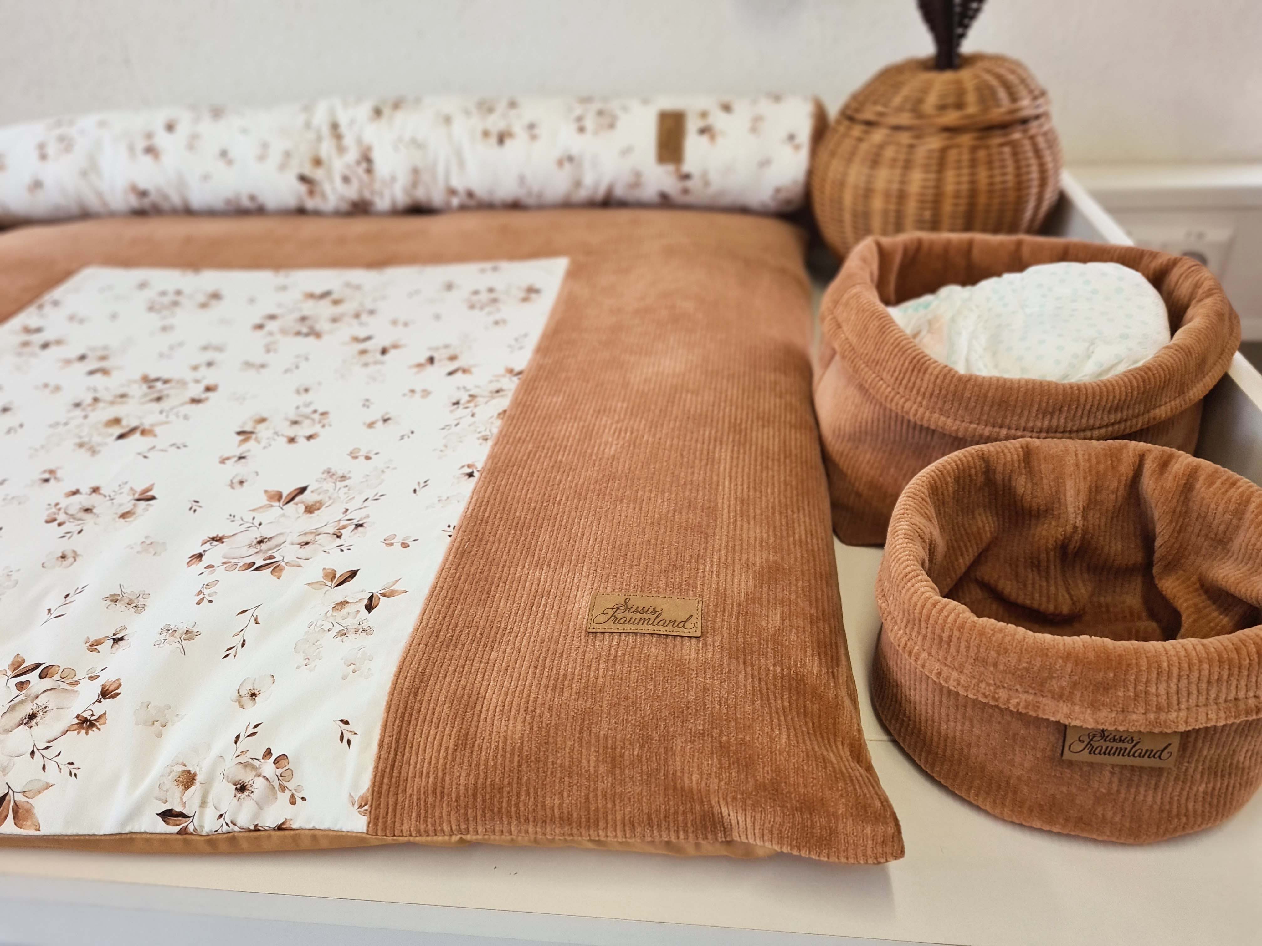 Wickelauflagenbezug Jasmin mit Cord, 85cm x 75cm, made in Germany
