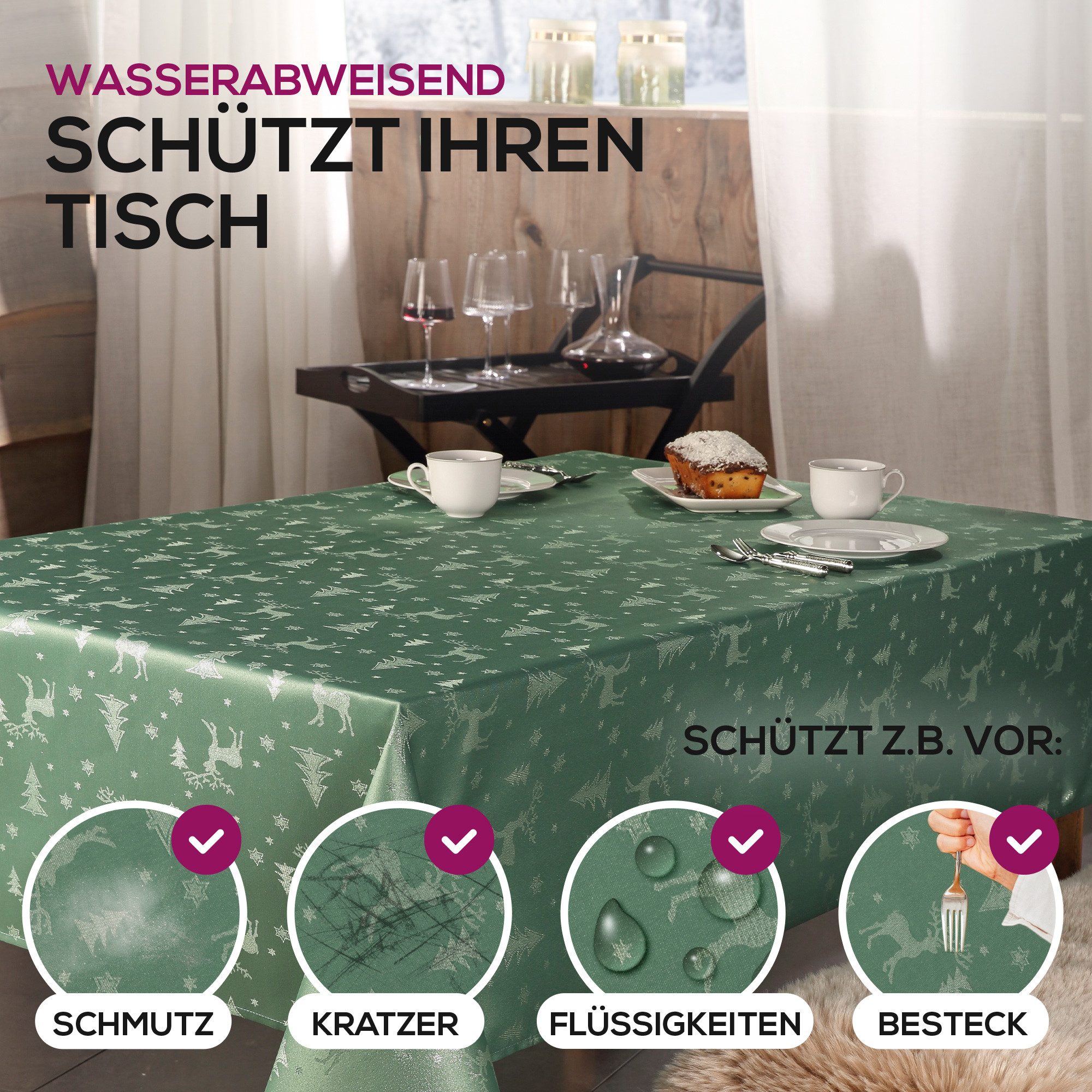 Beautex Tischdecke Lurex Tischdecke Weihnachten, Silber Gold glänzend, Weihnachtstisch (1-tlg)