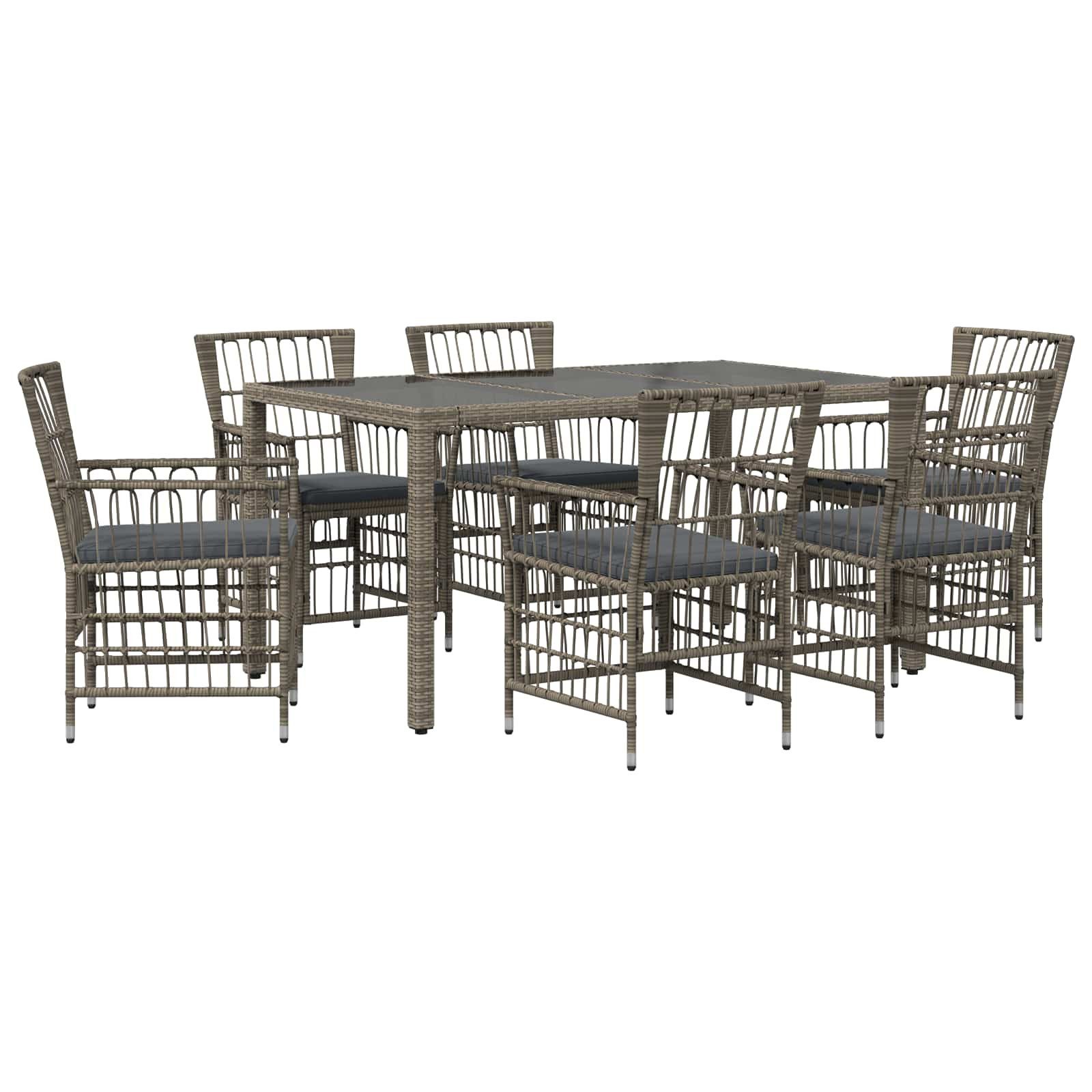 vidaXL Gartenlounge-Set Outdoor-Essgruppe 7 stk. Grau Poly-Rattan, (7-tlg)