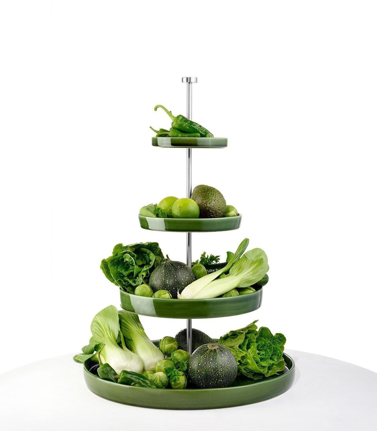 ASA SELECTION Etagere JOY, Grün, 4 Etagen, Porzellan, Edelstahl, (1-tlg), spülmaschinengeeignet, H 61 cm