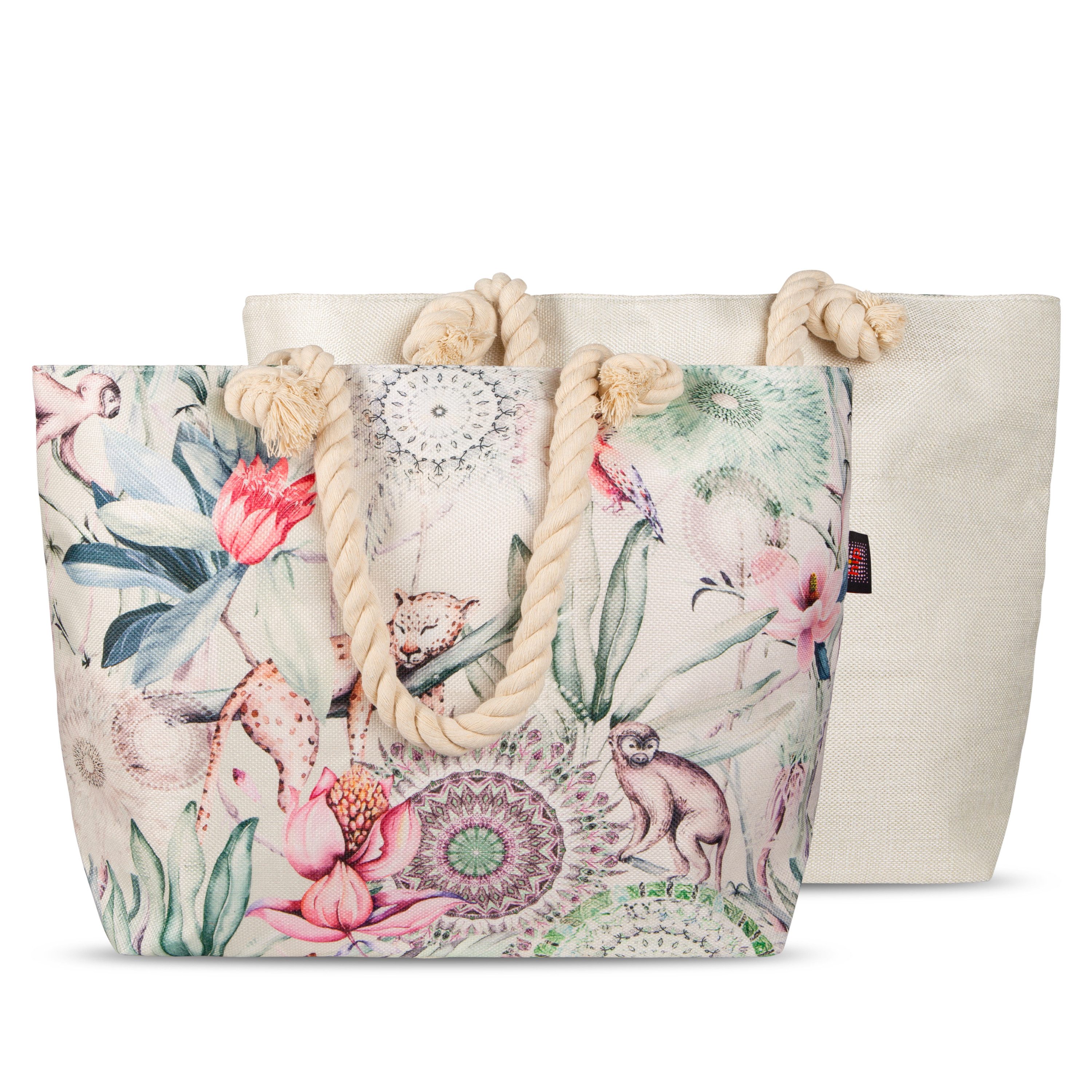 hip Freizeittasche Tasche 43x60 cm Gewebtes Polyester Wayan Tropisches Muster und Mandal (Spar-Set, 1-tlg., Set), 1 x Tasche HIP 43x60 cm bunt