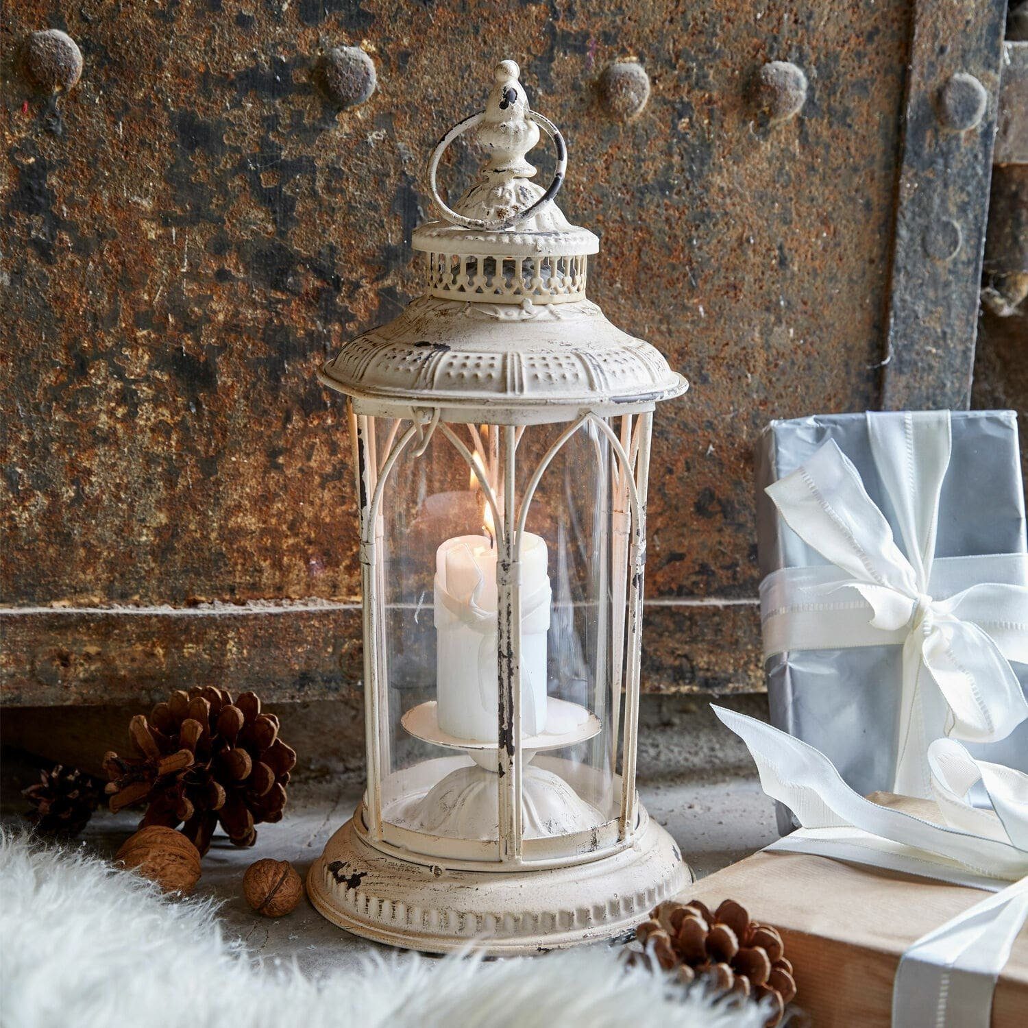 Mirabeau Kerzenlaterne Laterne Lanao creme günstig online kaufen